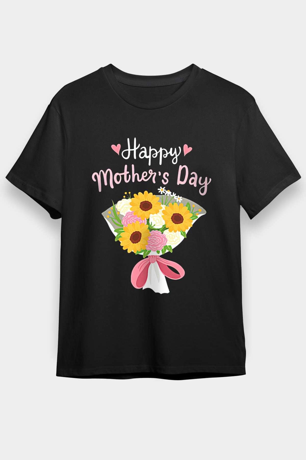 Anneler Günü Baskılı Unisex Siyah Tişört - Tshirt