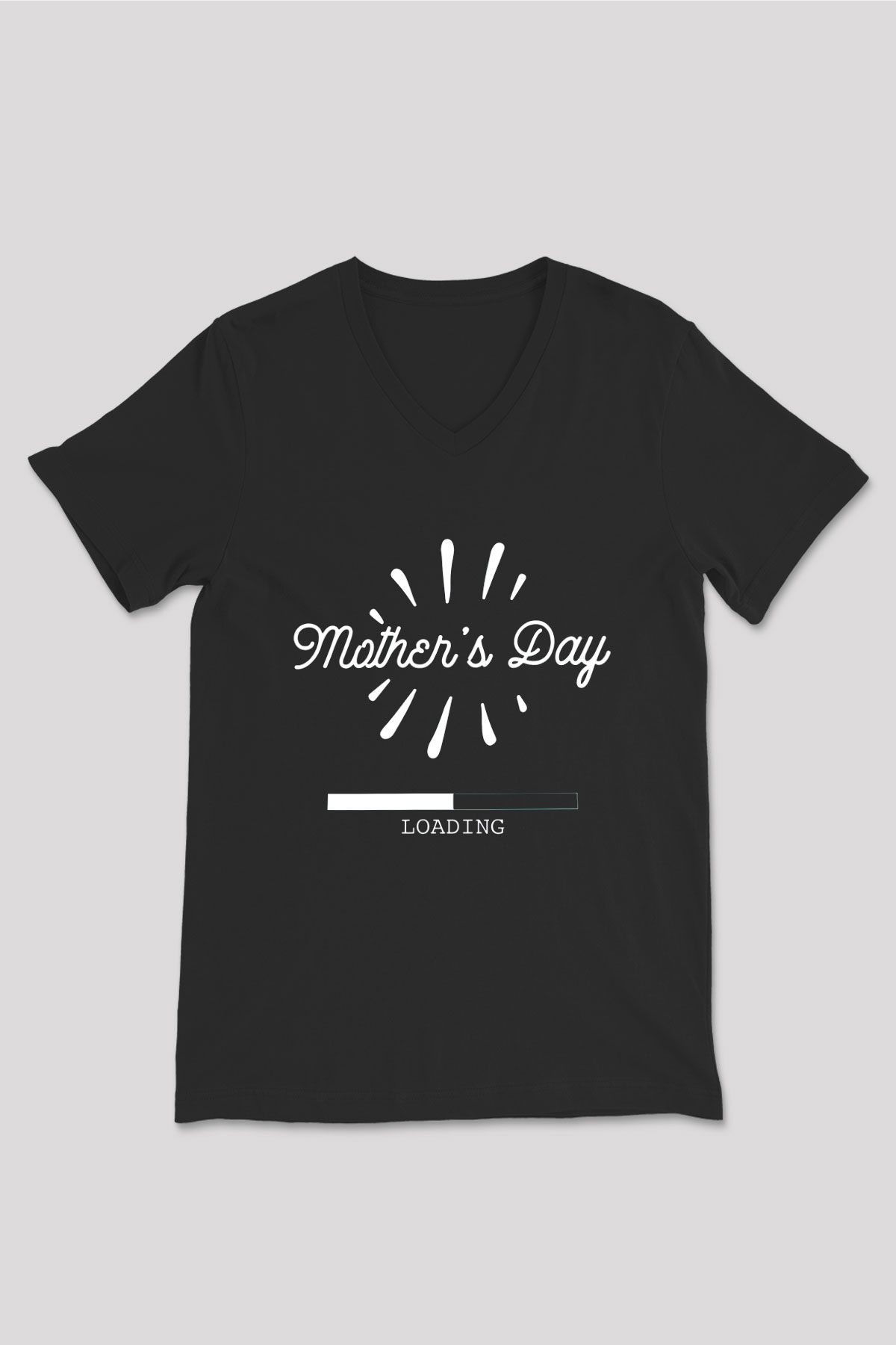 Anneler Günü Baskılı Unisex Siyah V Yaka Tişört - Tshirt