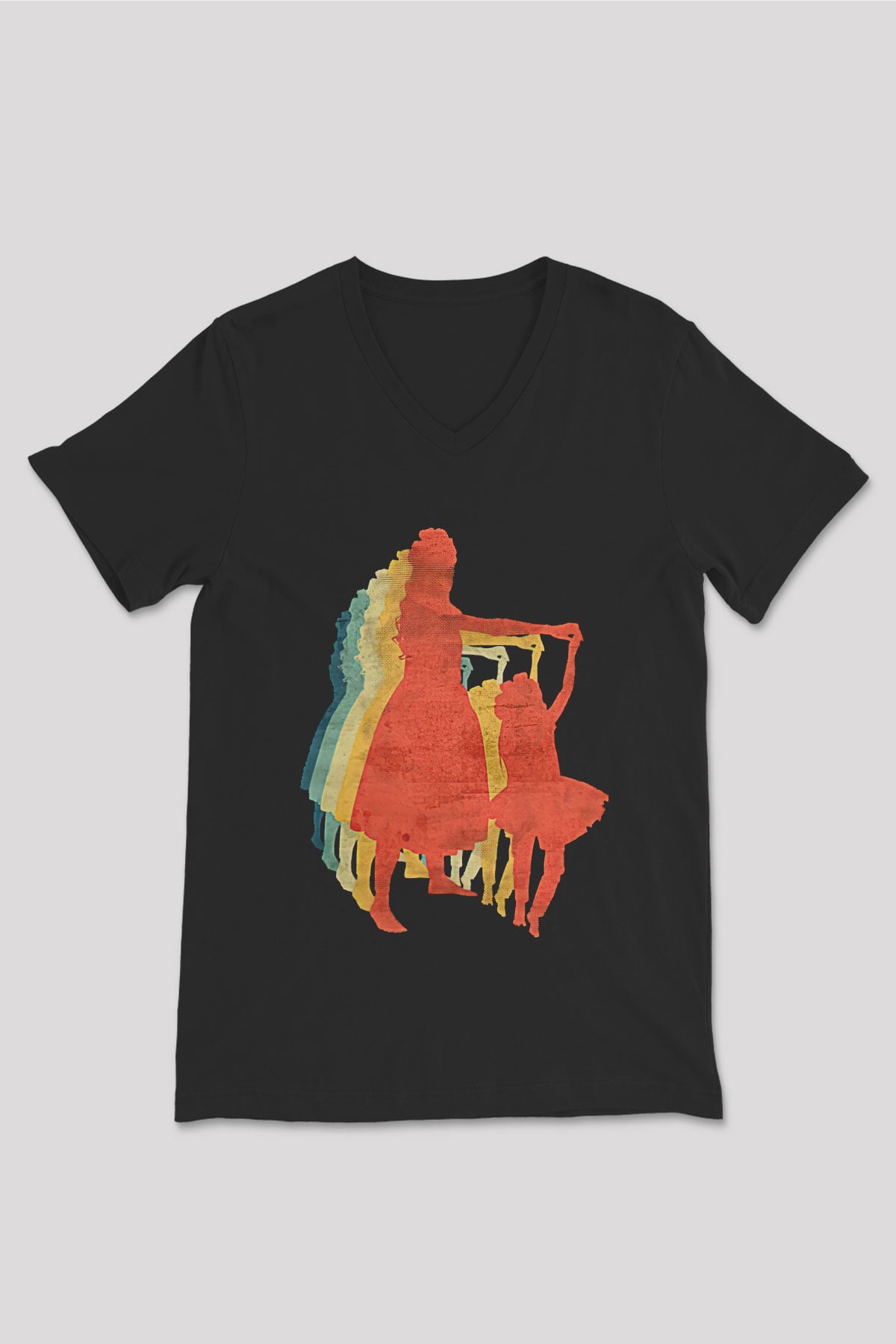 Anneler Günü Baskılı Unisex Siyah V Yaka Tişört - Tshirt
