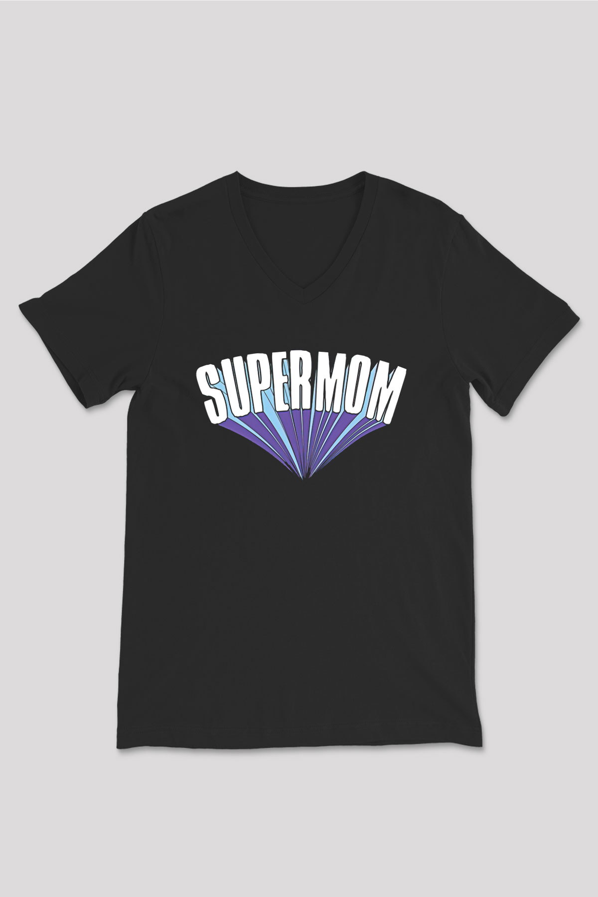 Anneler Günü Baskılı Unisex Siyah V Yaka Tişört - Tshirt