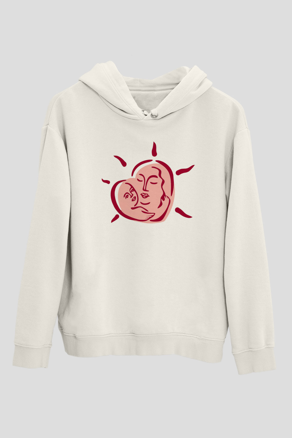 Anneler Günü Beyaz Unisex Kapşonlu Sweatshirt