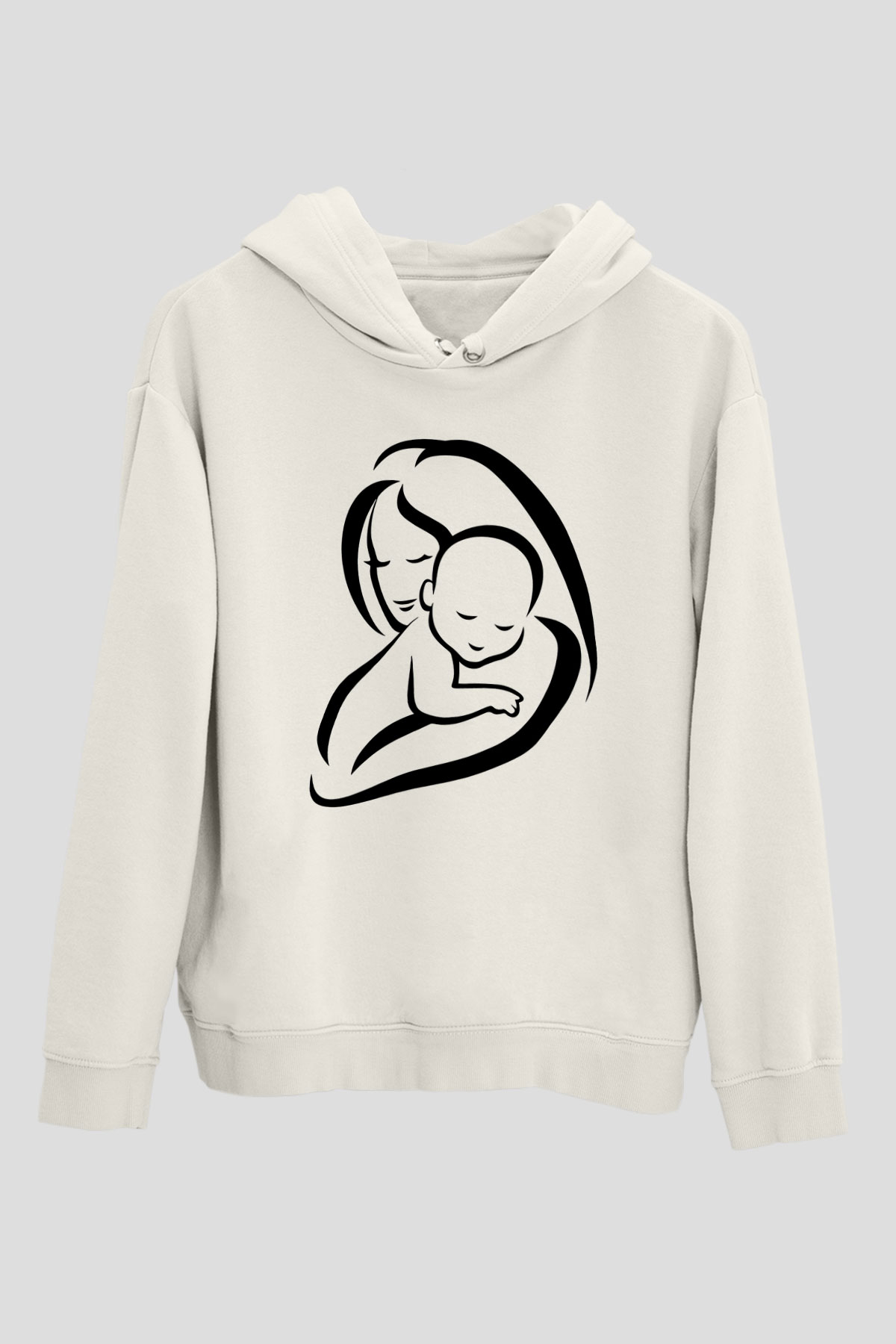Anneler Günü Beyaz Unisex Kapşonlu Sweatshirt