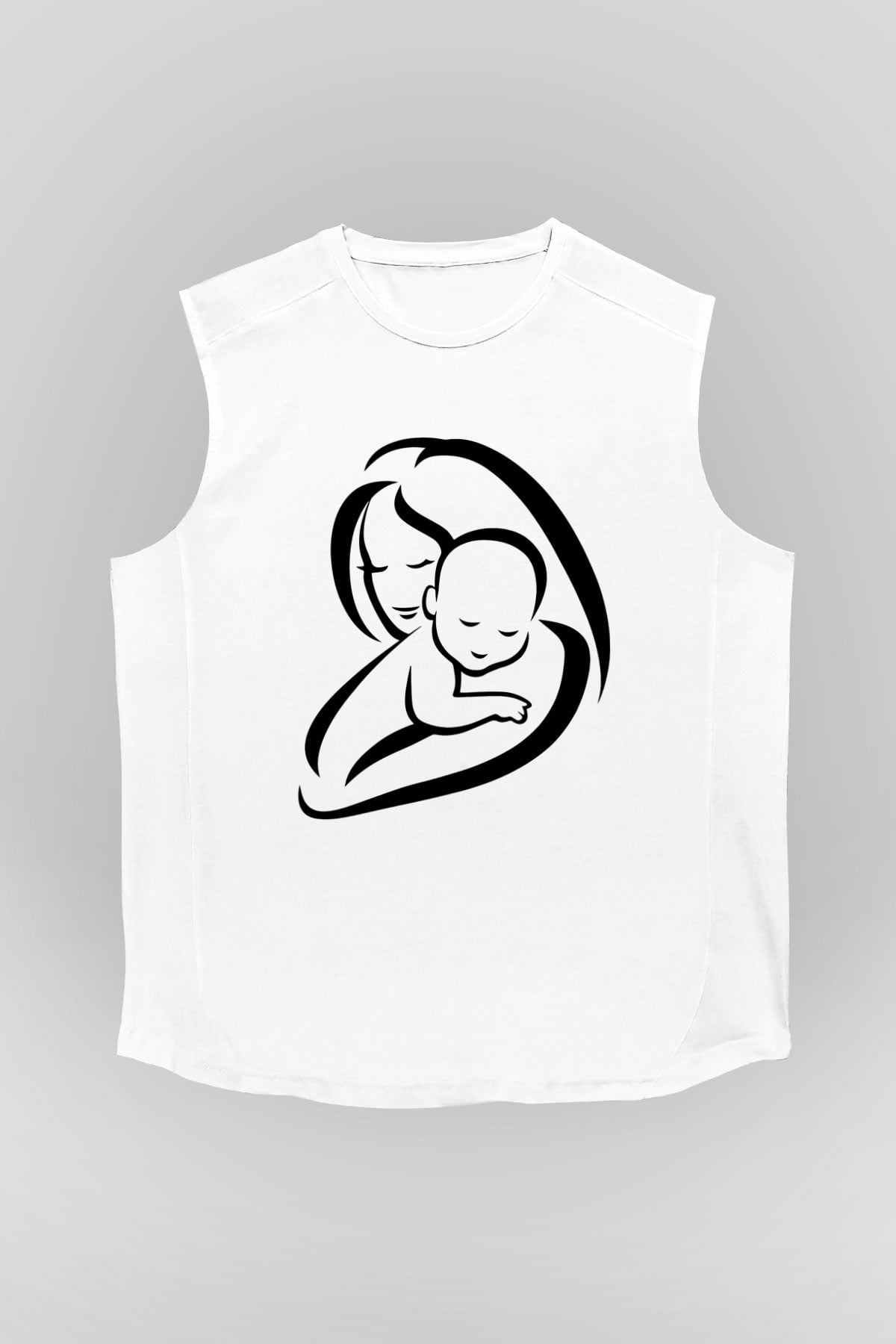 Anneler Günü Beyaz Unisex Kolsuz Tişört