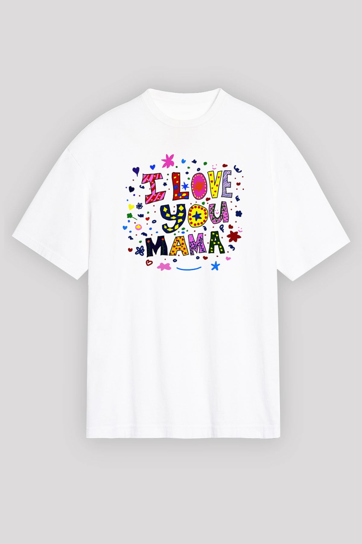 Anneler Günü Beyaz Unisex Oversize Tişört T-Shirt