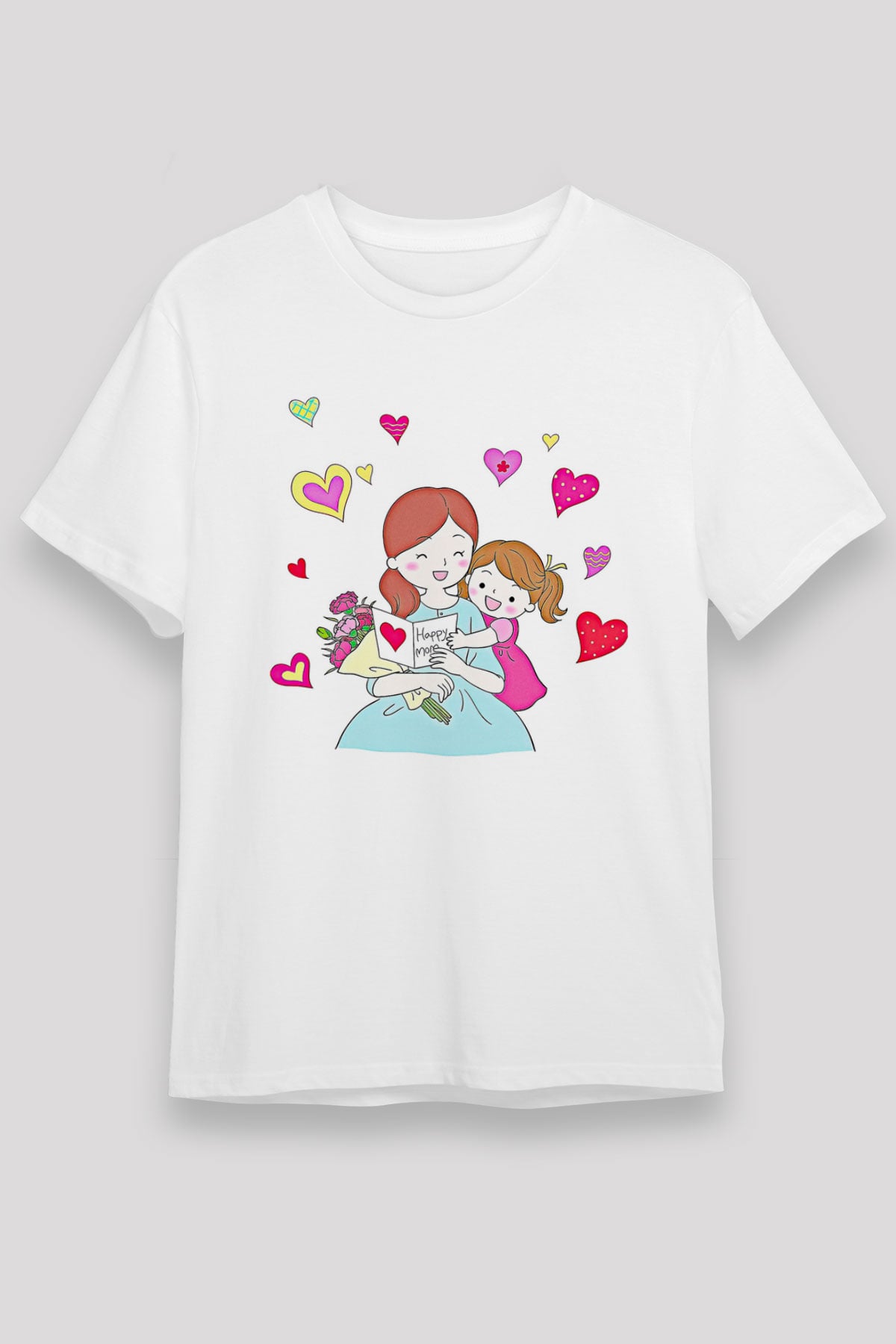 Anneler Günü Unisex Baskılı Beyaz Tişört - Tshirt