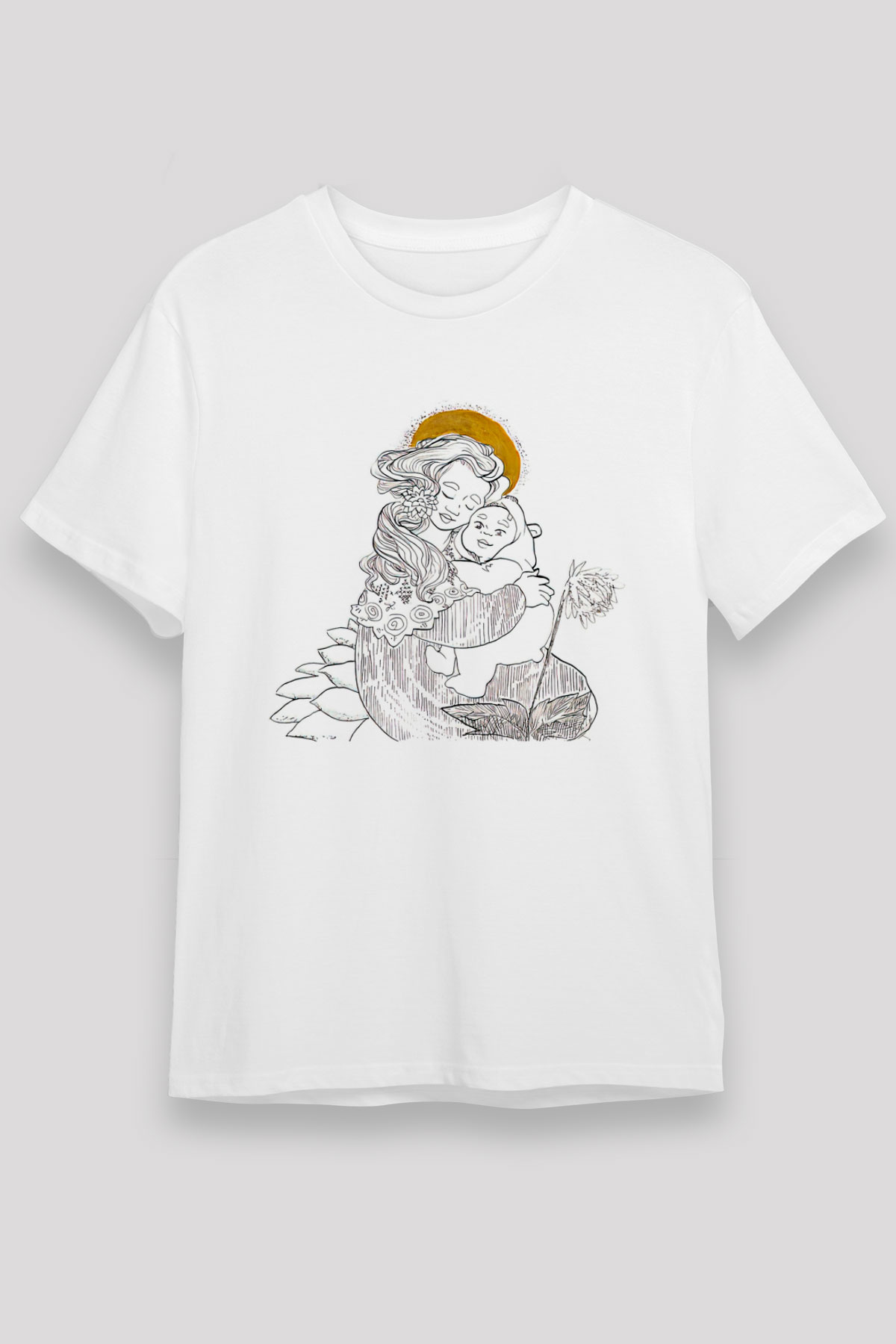 Anneler Günü Unisex Baskılı Beyaz Tişört - Tshirt