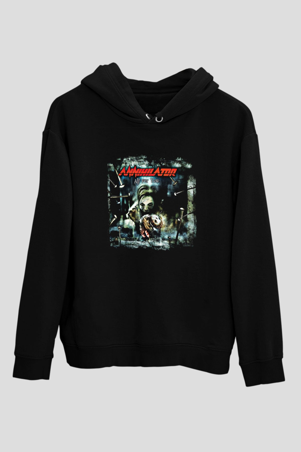 Annihilator Baskılı Unisex Siyah Hoodie