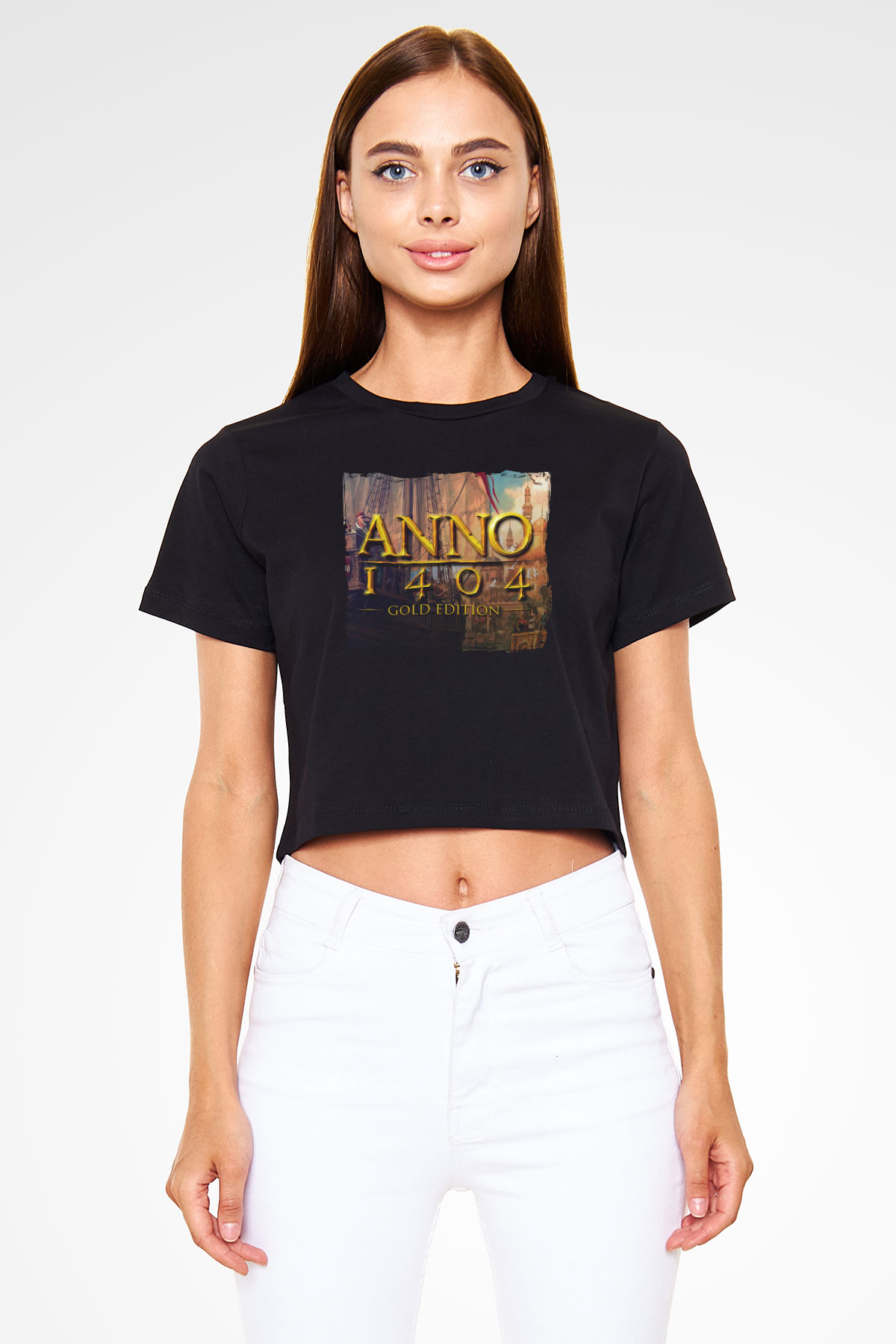 Anno 1404 Siyah  Crop Top Tişört
