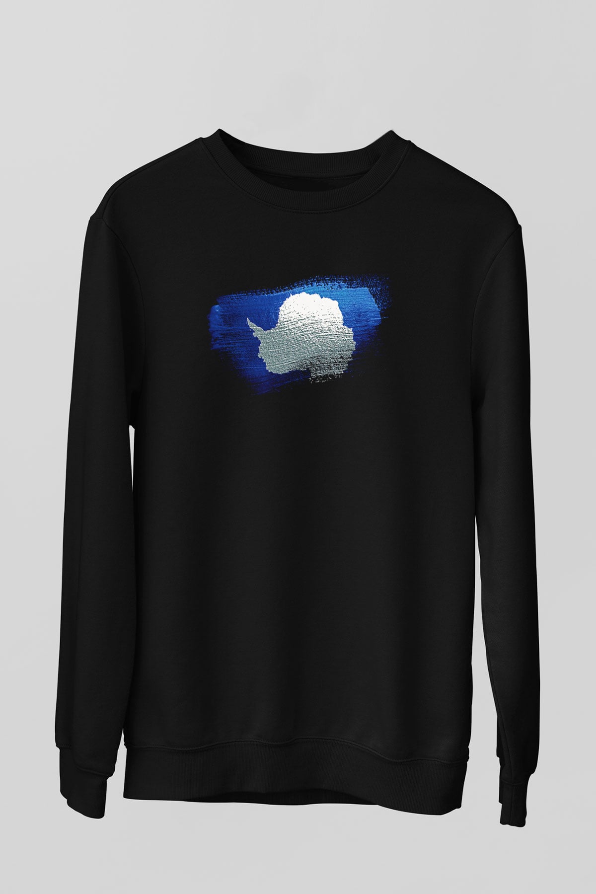Antartika - Antarctica Bayrağı Baskılı Unisex Siyah Sweatshirt