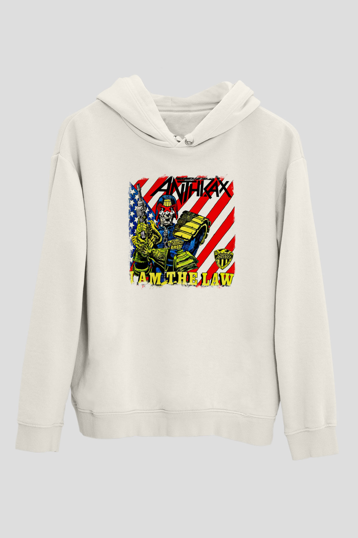 Anthrax Baskılı Unisex Beyaz Hoodie