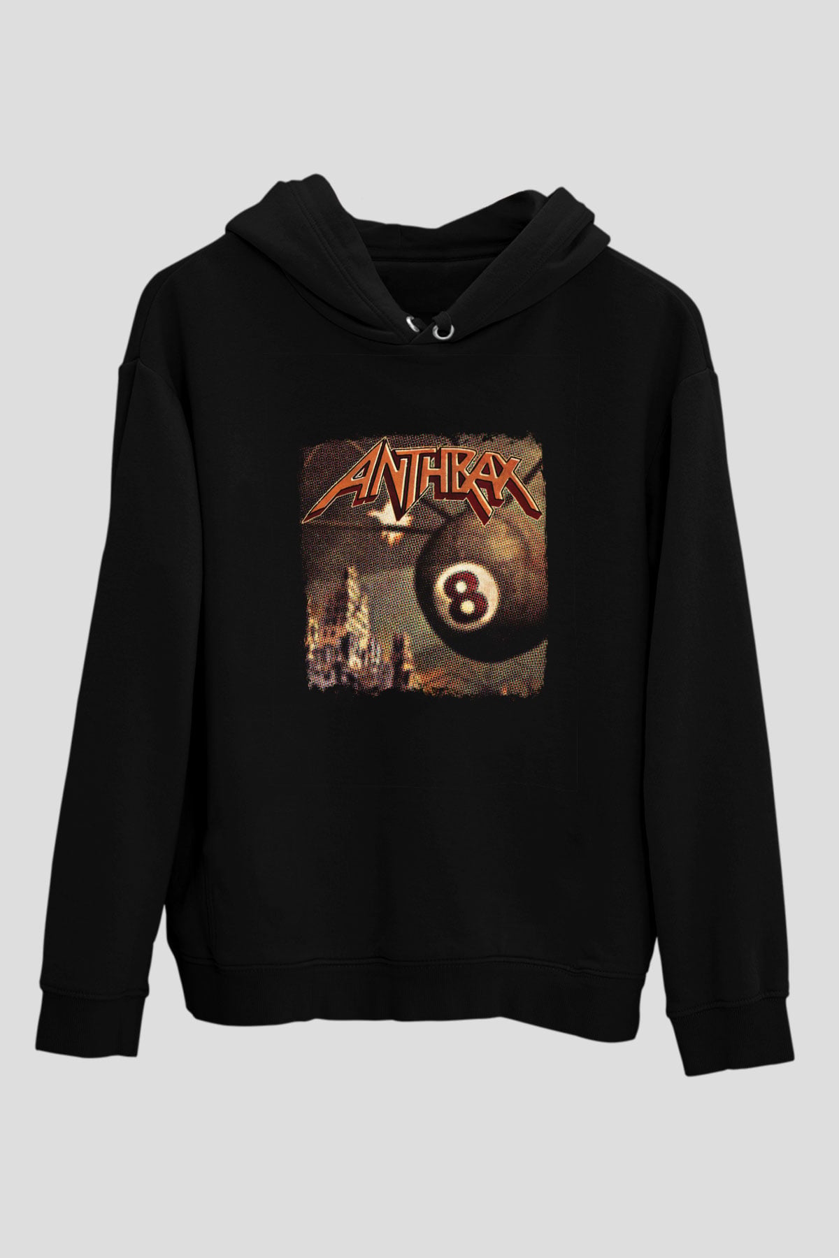 Anthrax Baskılı Unisex Siyah Hoodie