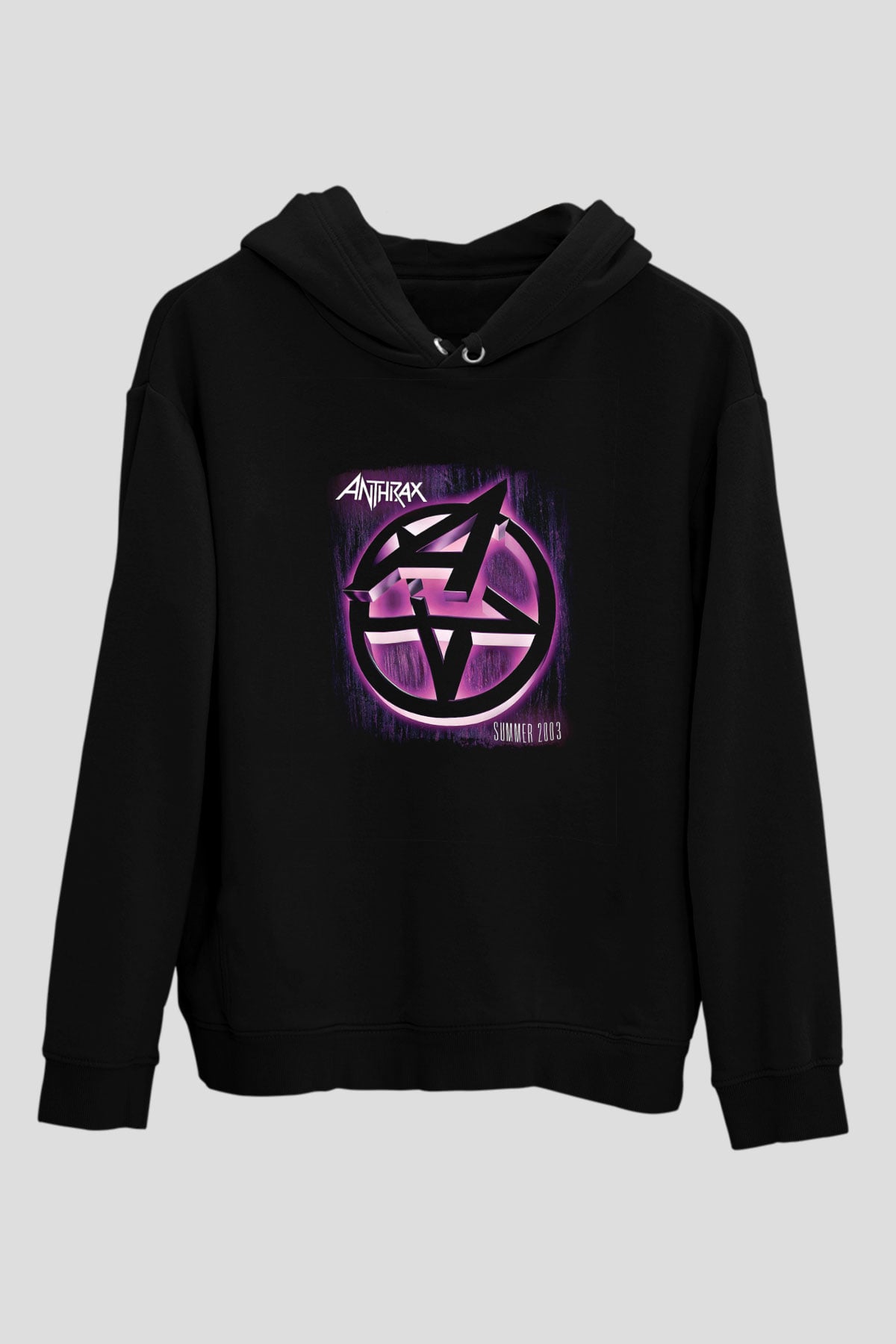 Anthrax Baskılı Unisex Siyah Hoodie