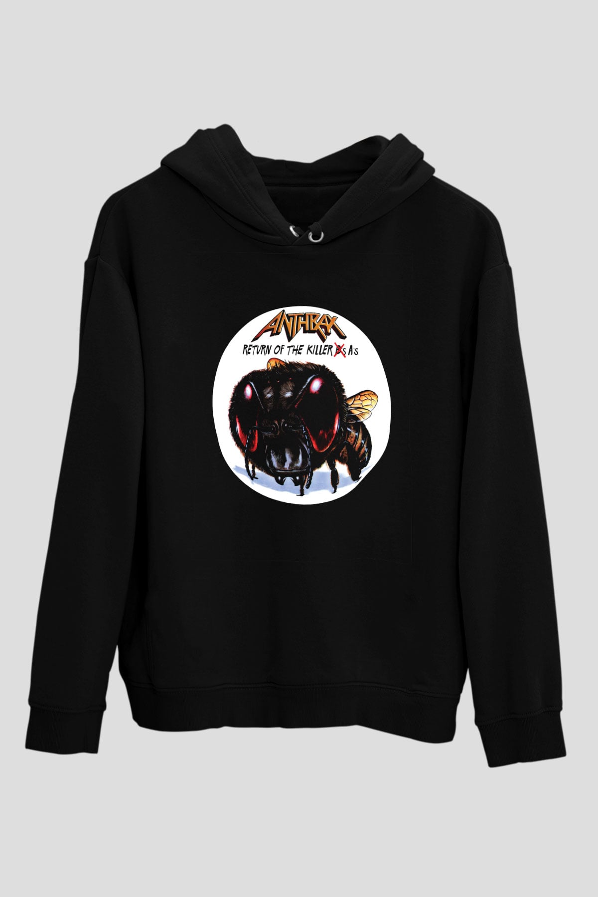 Anthrax Baskılı Unisex Siyah Hoodie