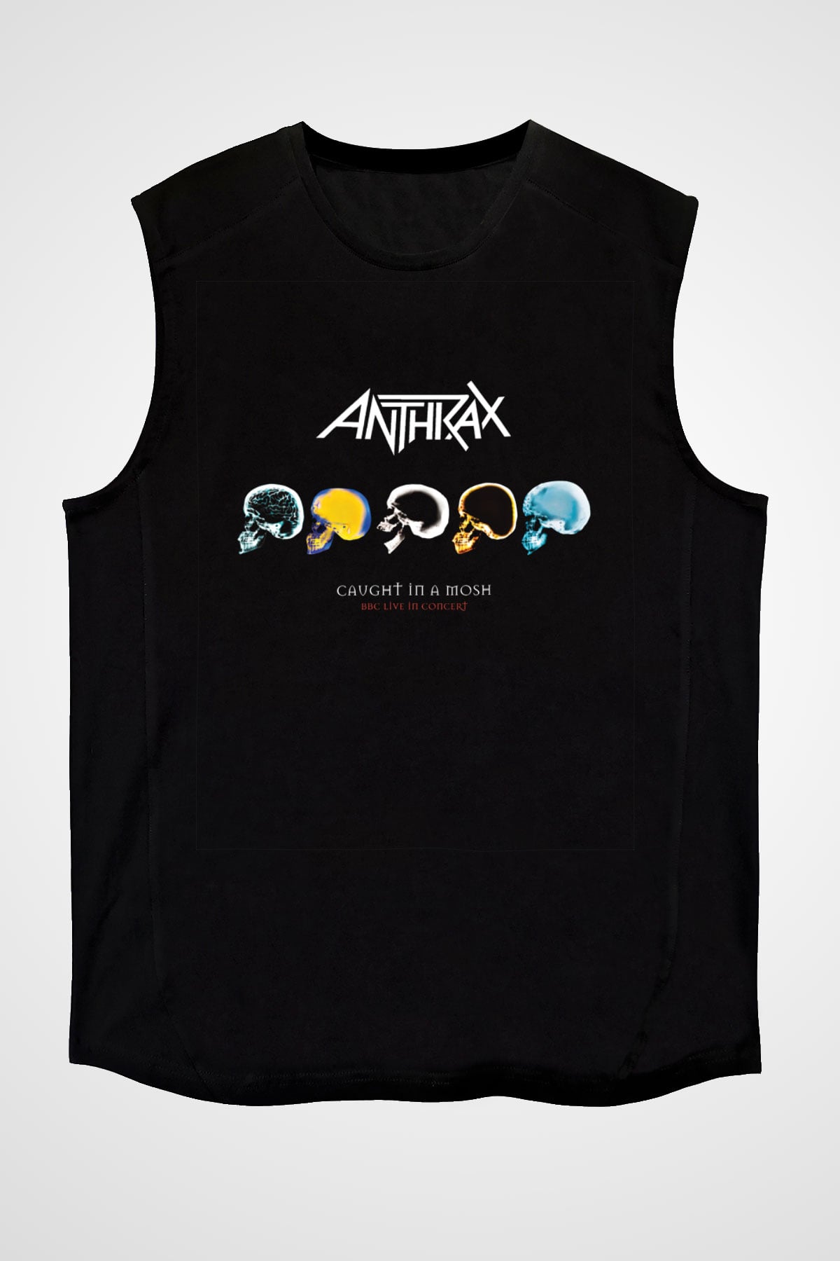 Anthrax Baskılı Unisex Siyah Kolsuz Tişört