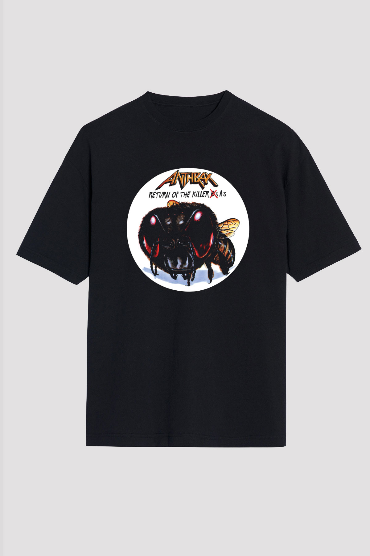 Anthrax Baskılı Unisex Siyah Oversize Tişört