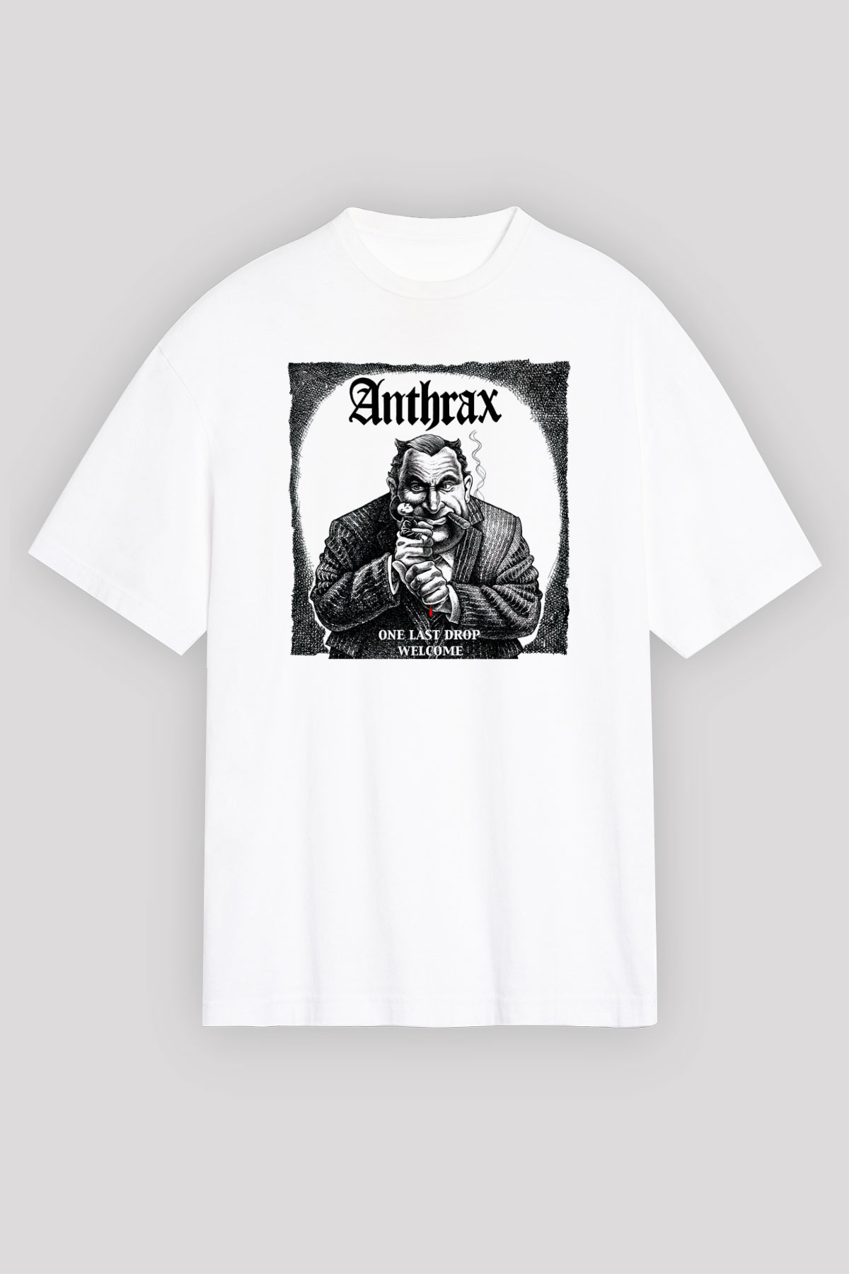 Anthrax Beyaz Unisex Oversize Tişört T-Shirt
