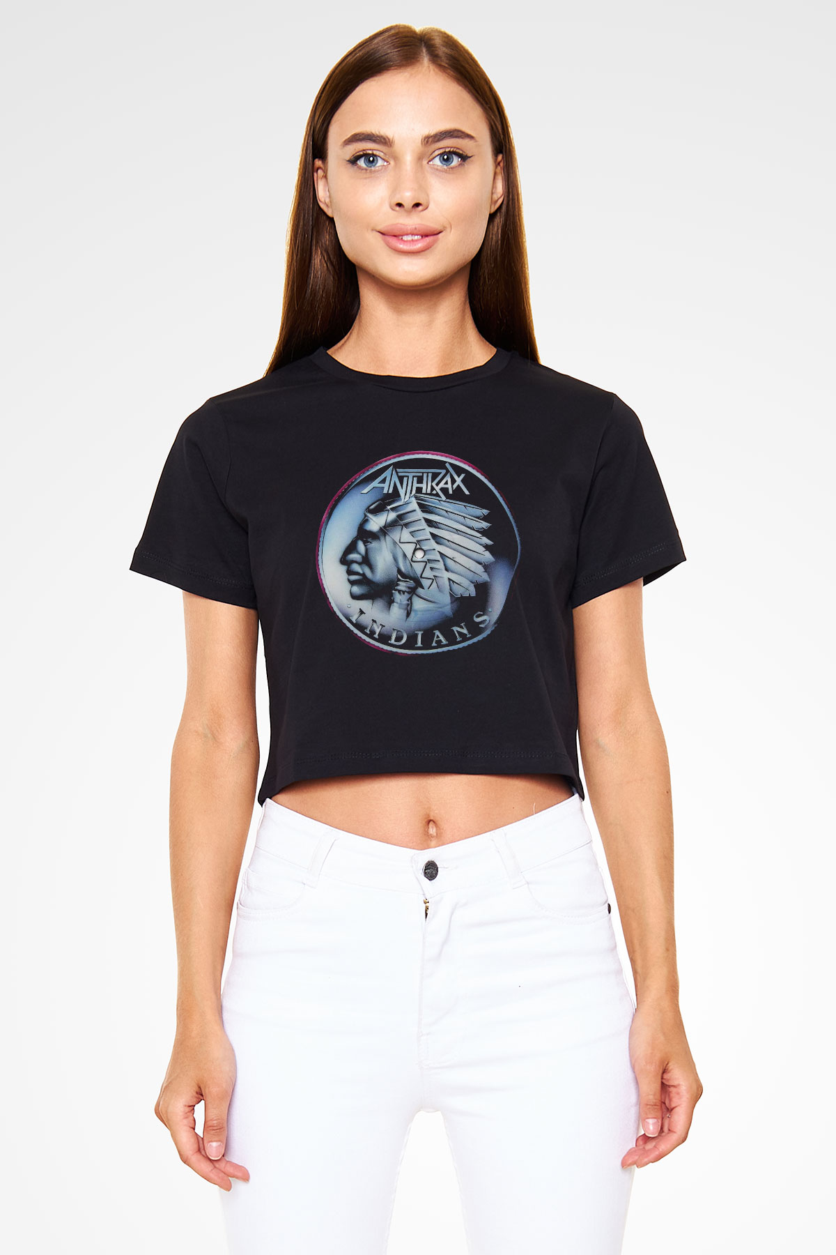 Anthrax Siyah Crop Top Tişört