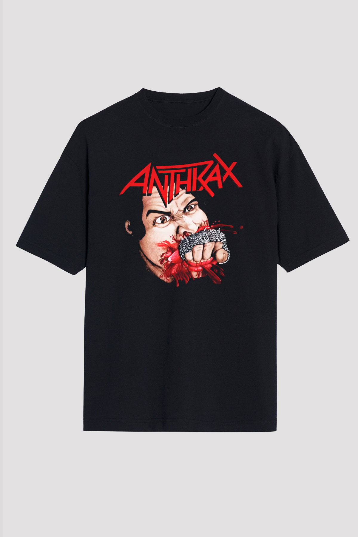 Anthrax Siyah Unisex Oversize Tişört T-Shirt