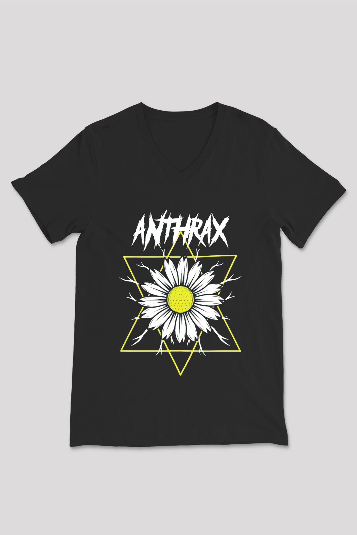 Anthrax Siyah Unisex V Yaka Tişört