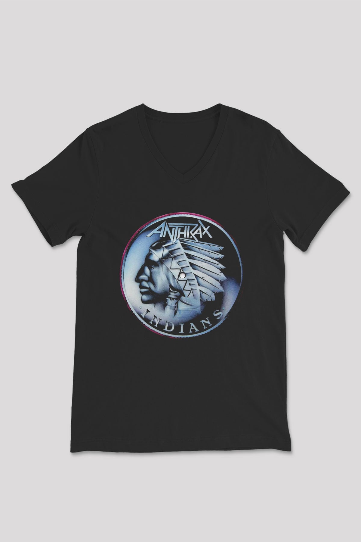 Anthrax Siyah Unisex V Yaka Tişört T-Shirt