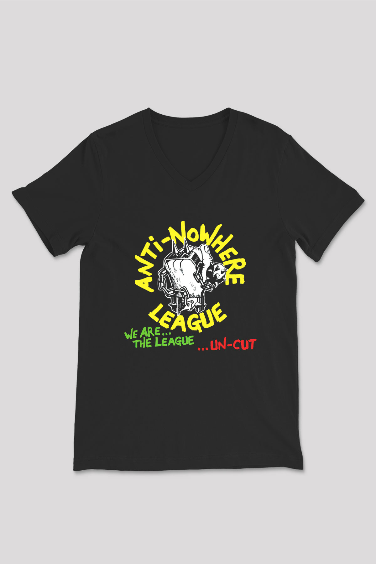 Anti-Nowhere League Siyah Unisex V Yaka Tişört T-Shirt