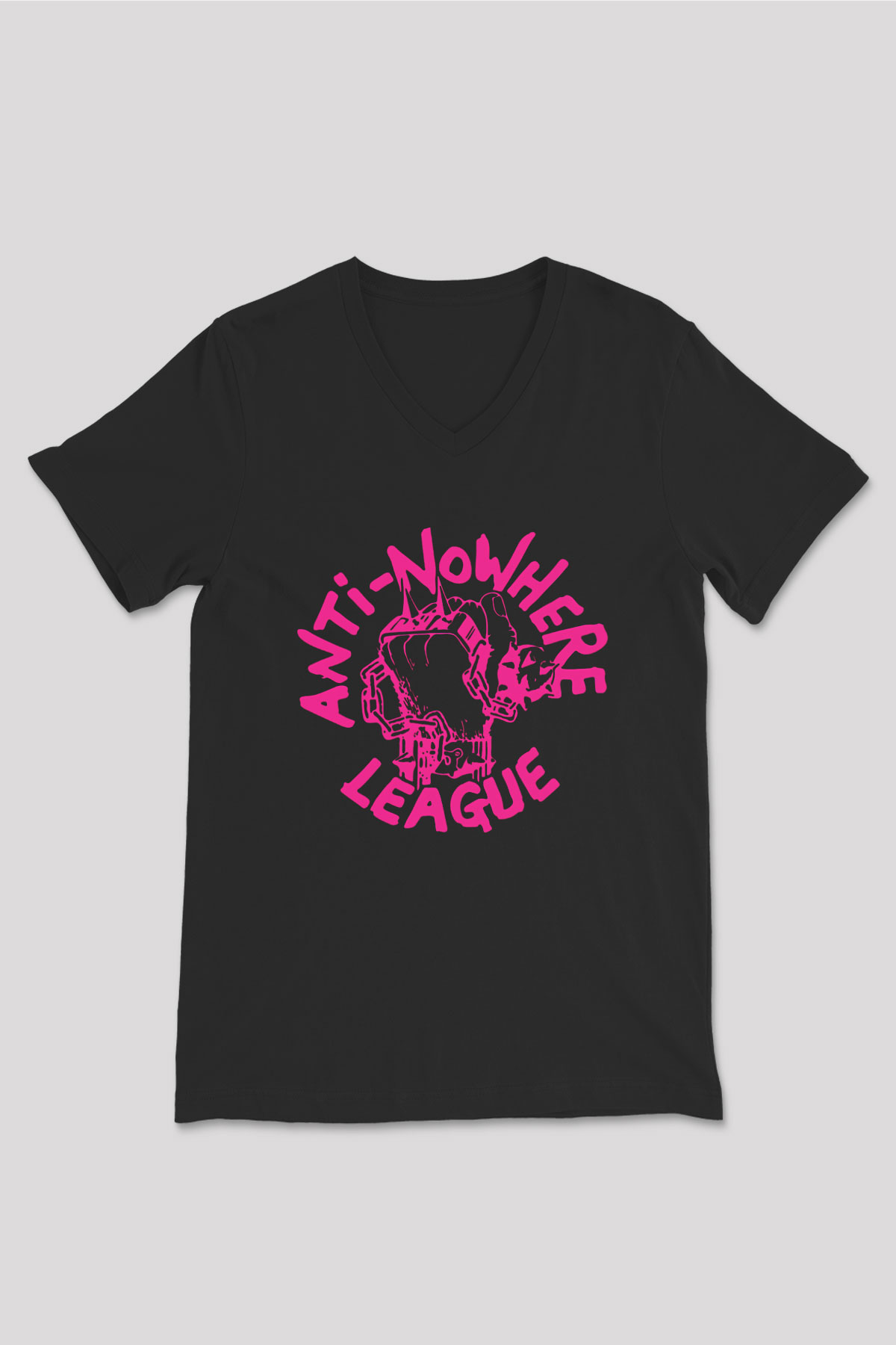 Anti-Nowhere League Siyah Unisex V Yaka Tişört T-Shirt