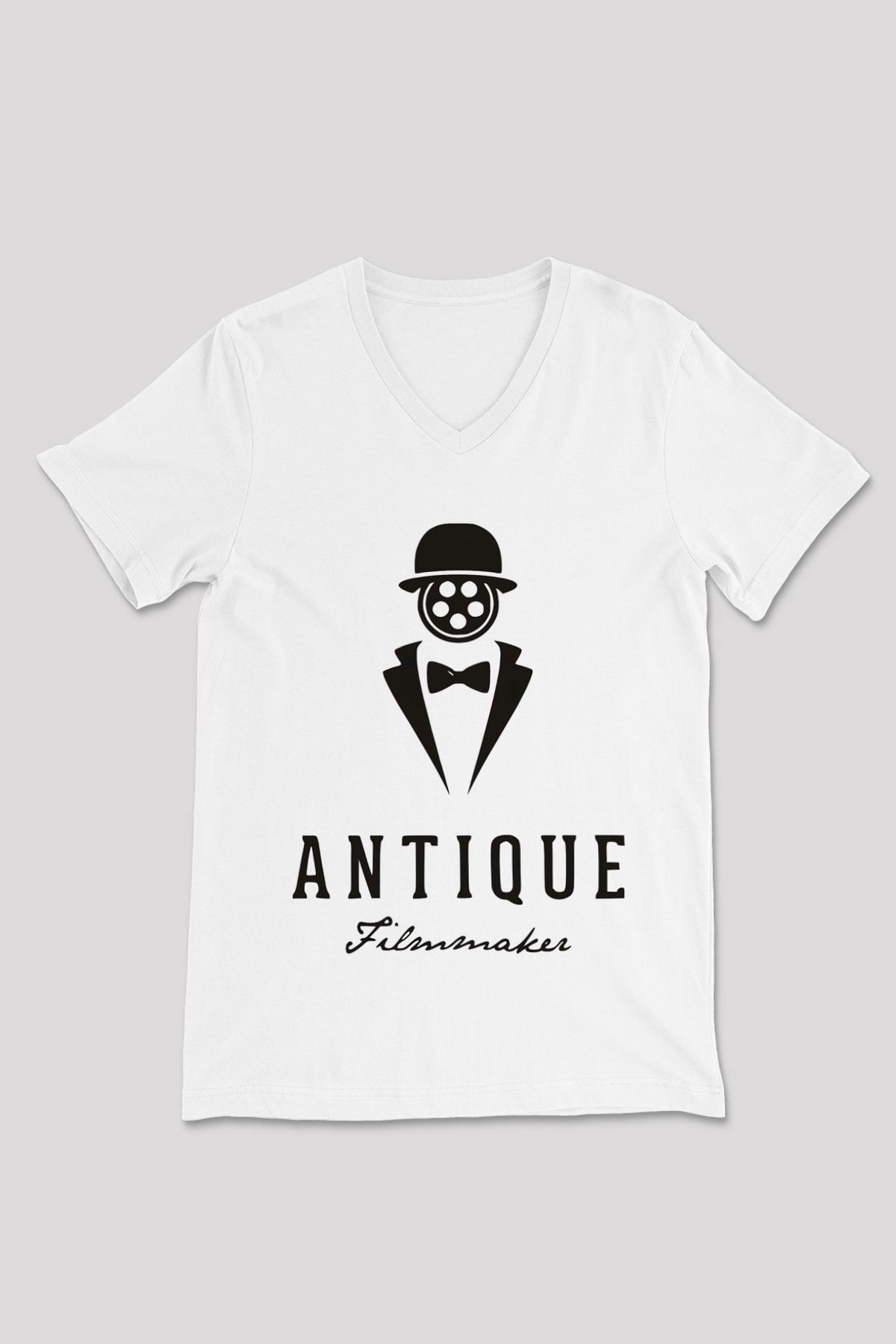Antika satıcısı Beyaz Unisex V Yaka Tişört