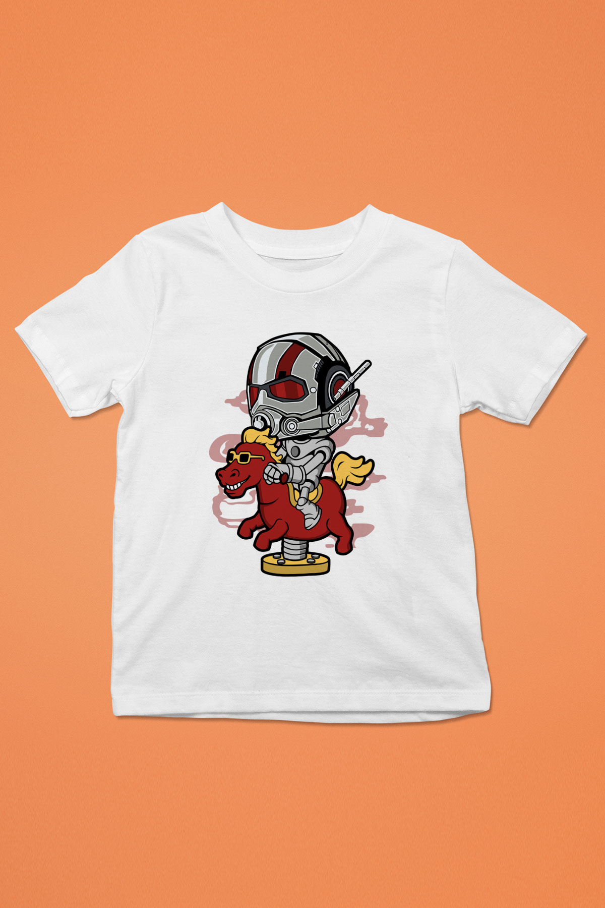 Antman Riding Horse Baskılı Unisex Beyaz Çocuk Tişört