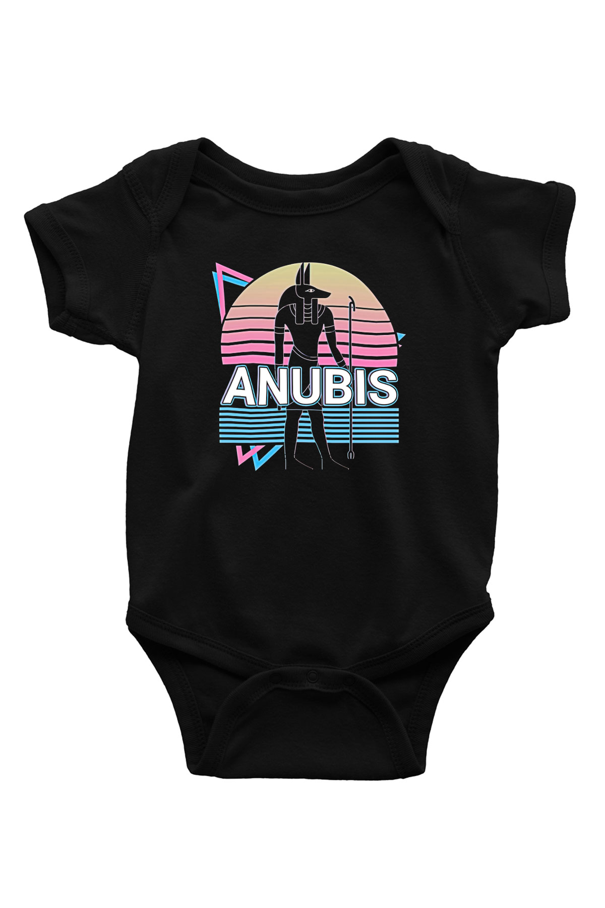 Anubis Baskılı Unisex Siyah Bebek Body - Zıbın