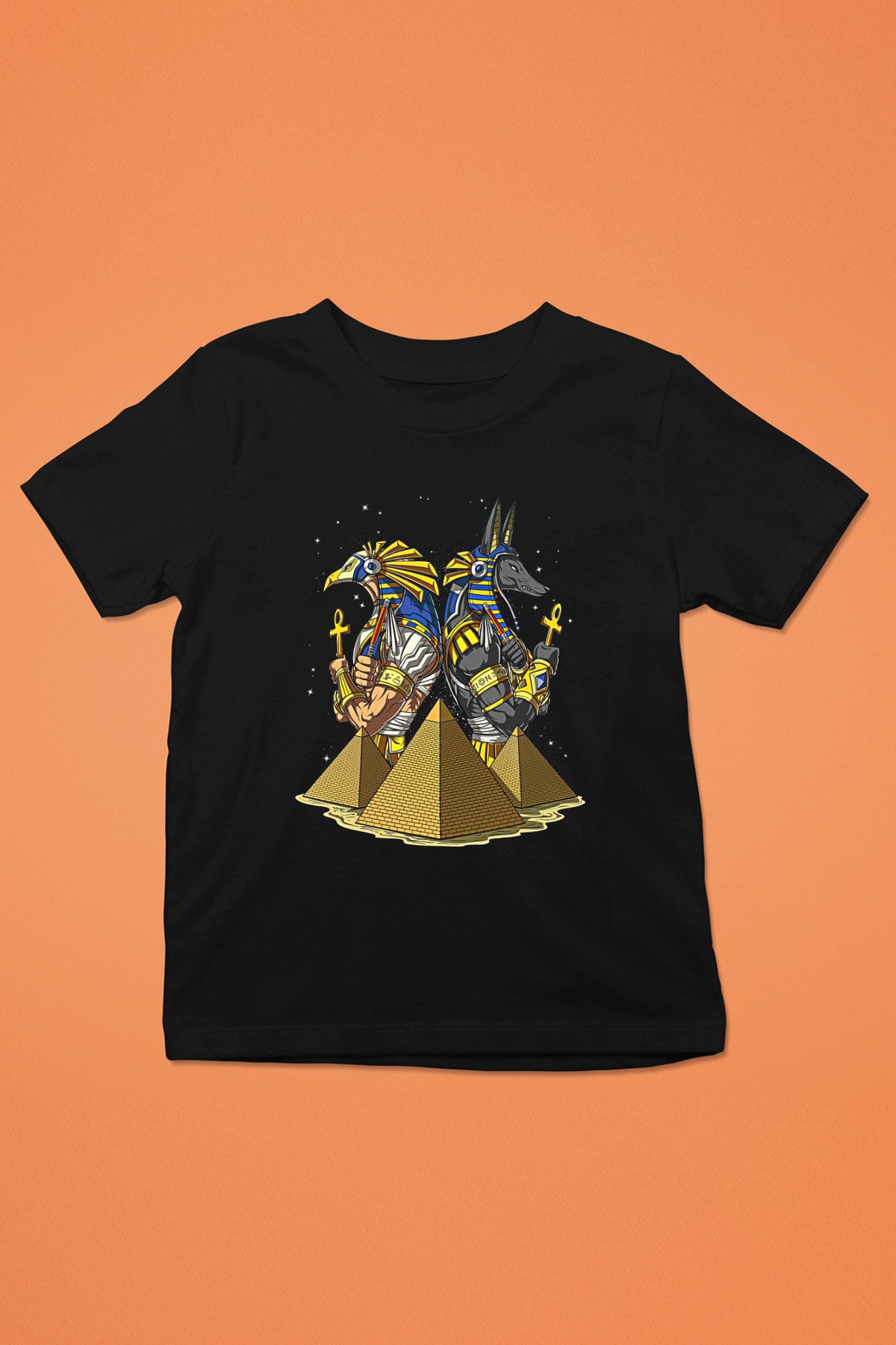 Anubis Baskılı Unisex Siyah Çocuk Tişört - Tshirt