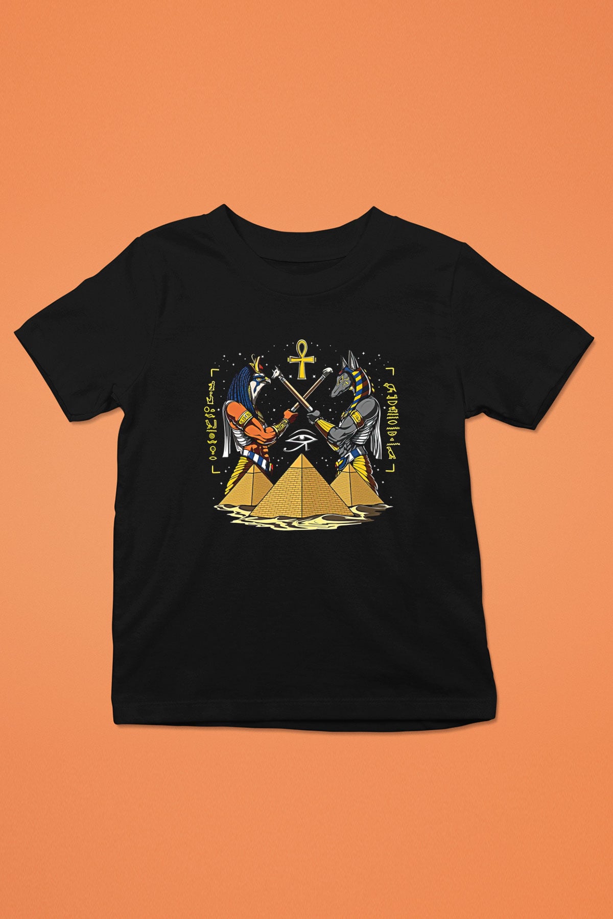 Anubis Baskılı Unisex Siyah Çocuk Tişört - Tshirt
