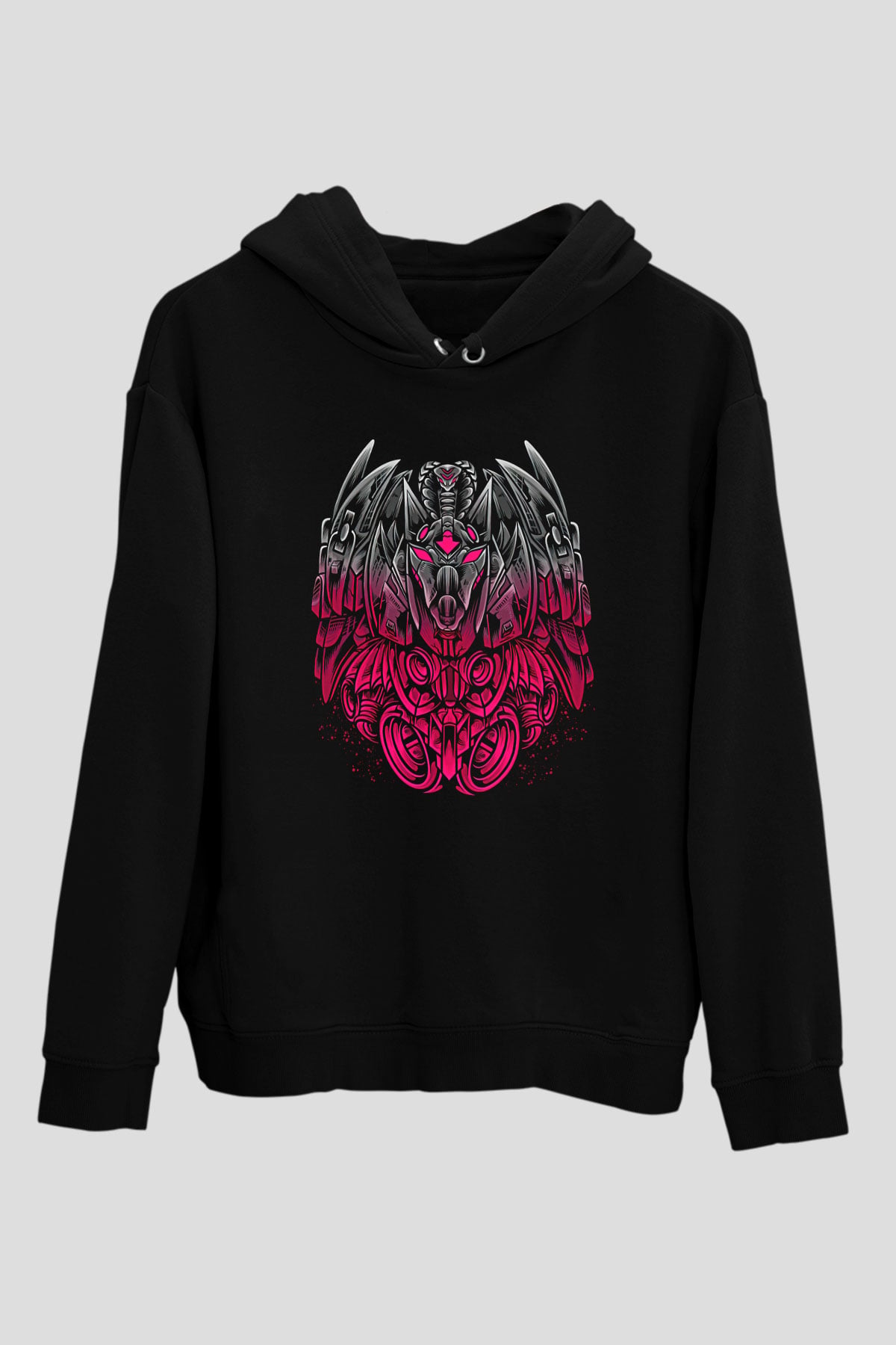 Anubis Baskılı Unisex Siyah Hoodie