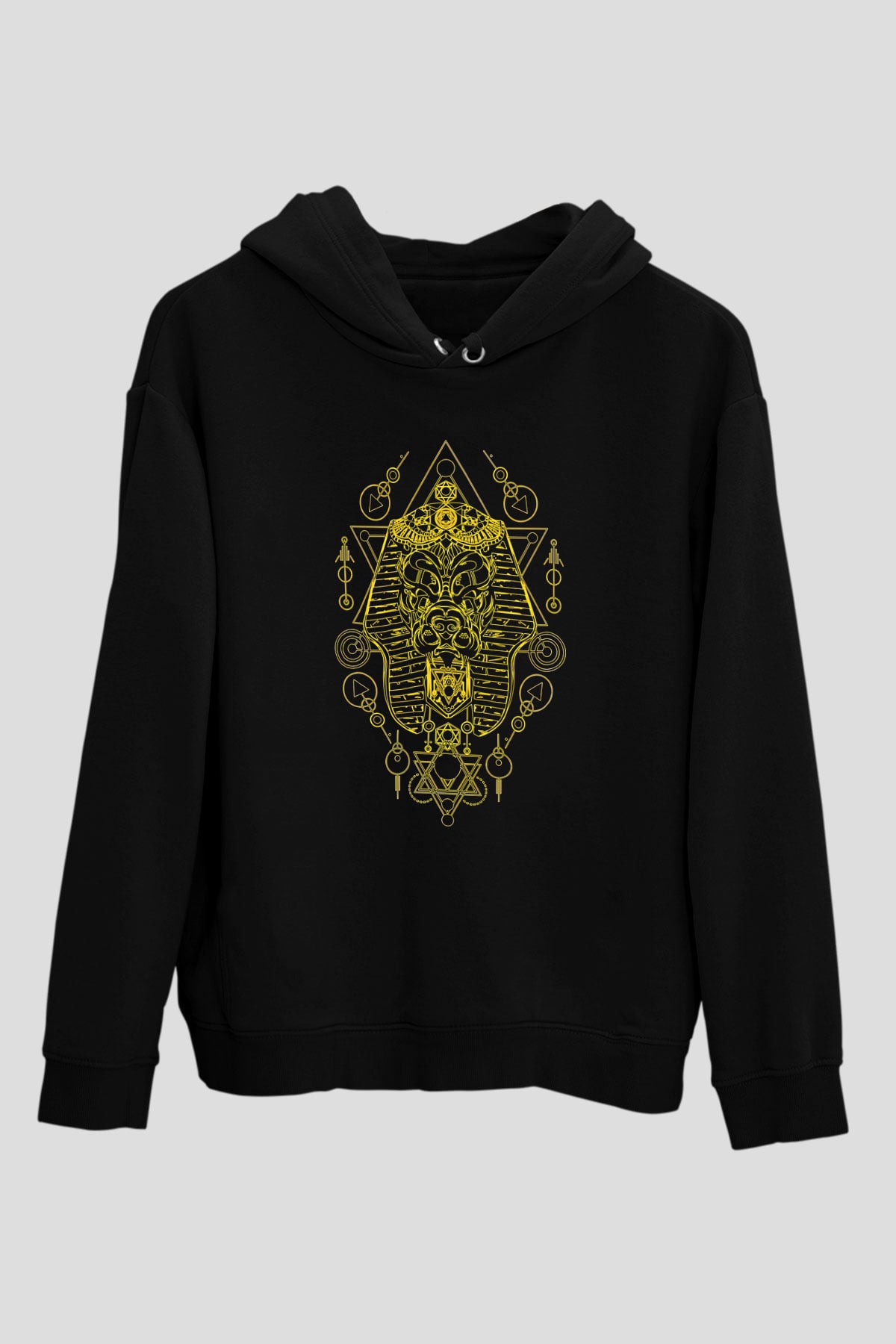 Anubis Baskılı Unisex Siyah Hoodie