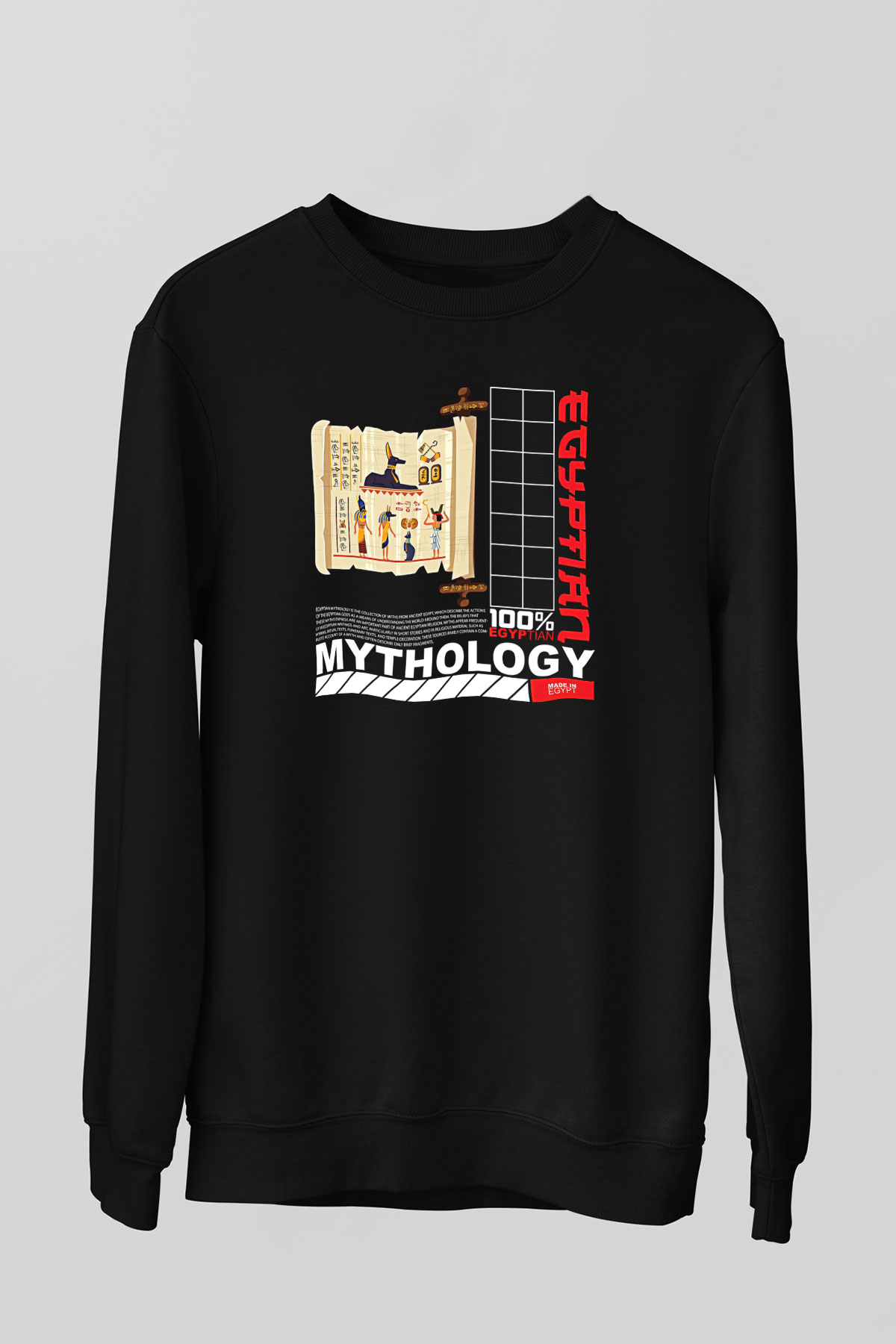Anubis Baskılı Unisex Siyah Sweatshirt