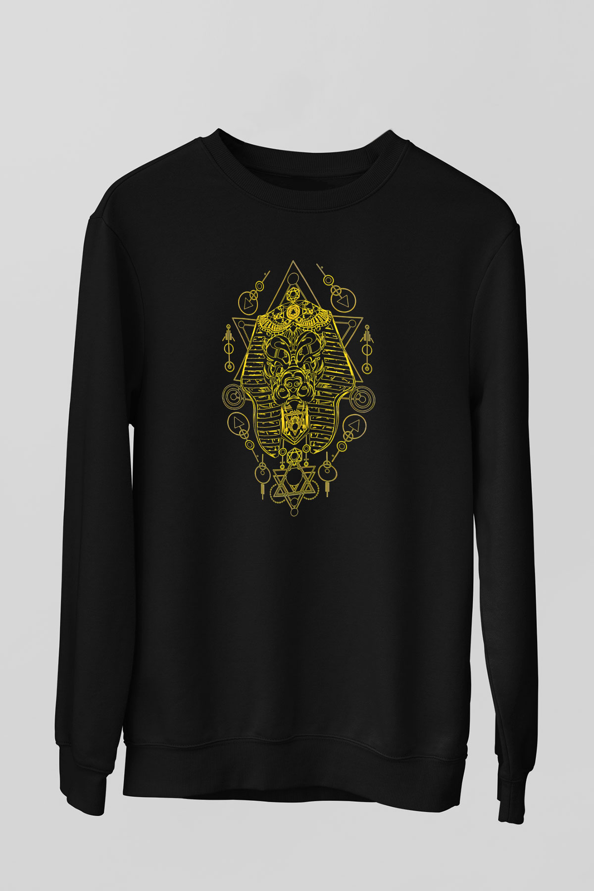 Anubis Baskılı Unisex Siyah Sweatshirt