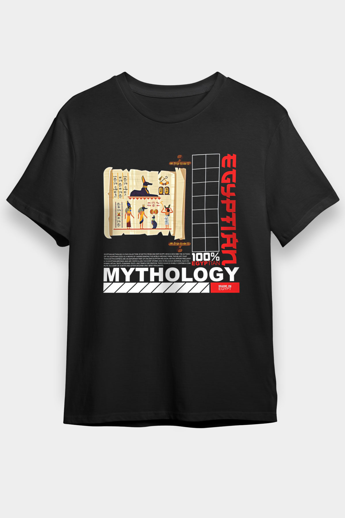 Anubis Baskılı Unisex Siyah Tişört - Tshirt