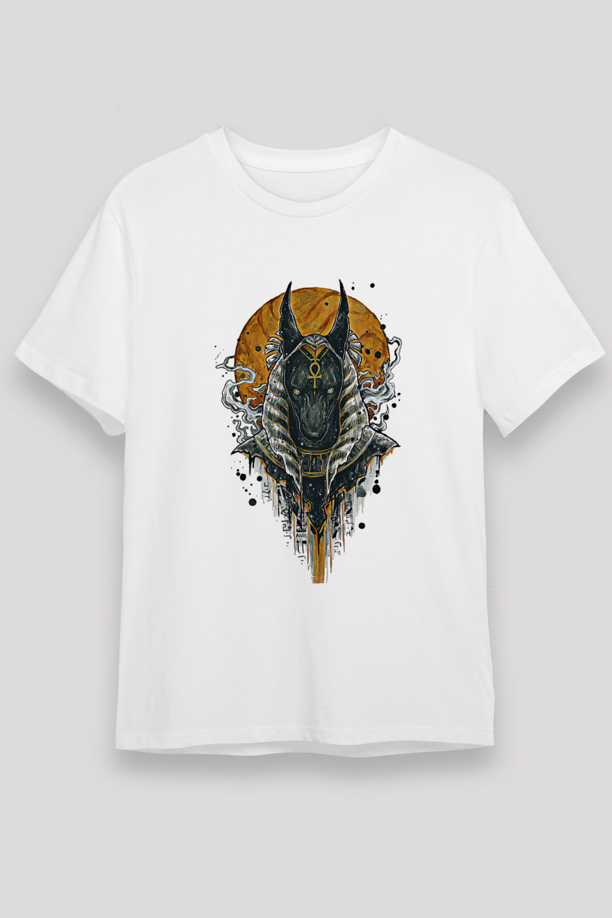 Anubis Unisex Baskılı Beyaz Tişört - Tshirt