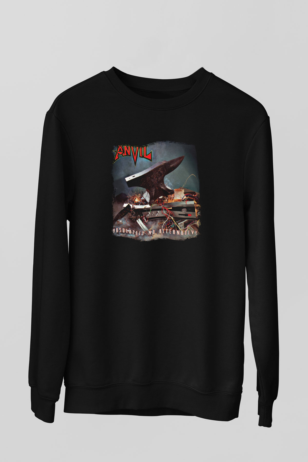 Anvil Baskılı Unisex Siyah Sweatshirt