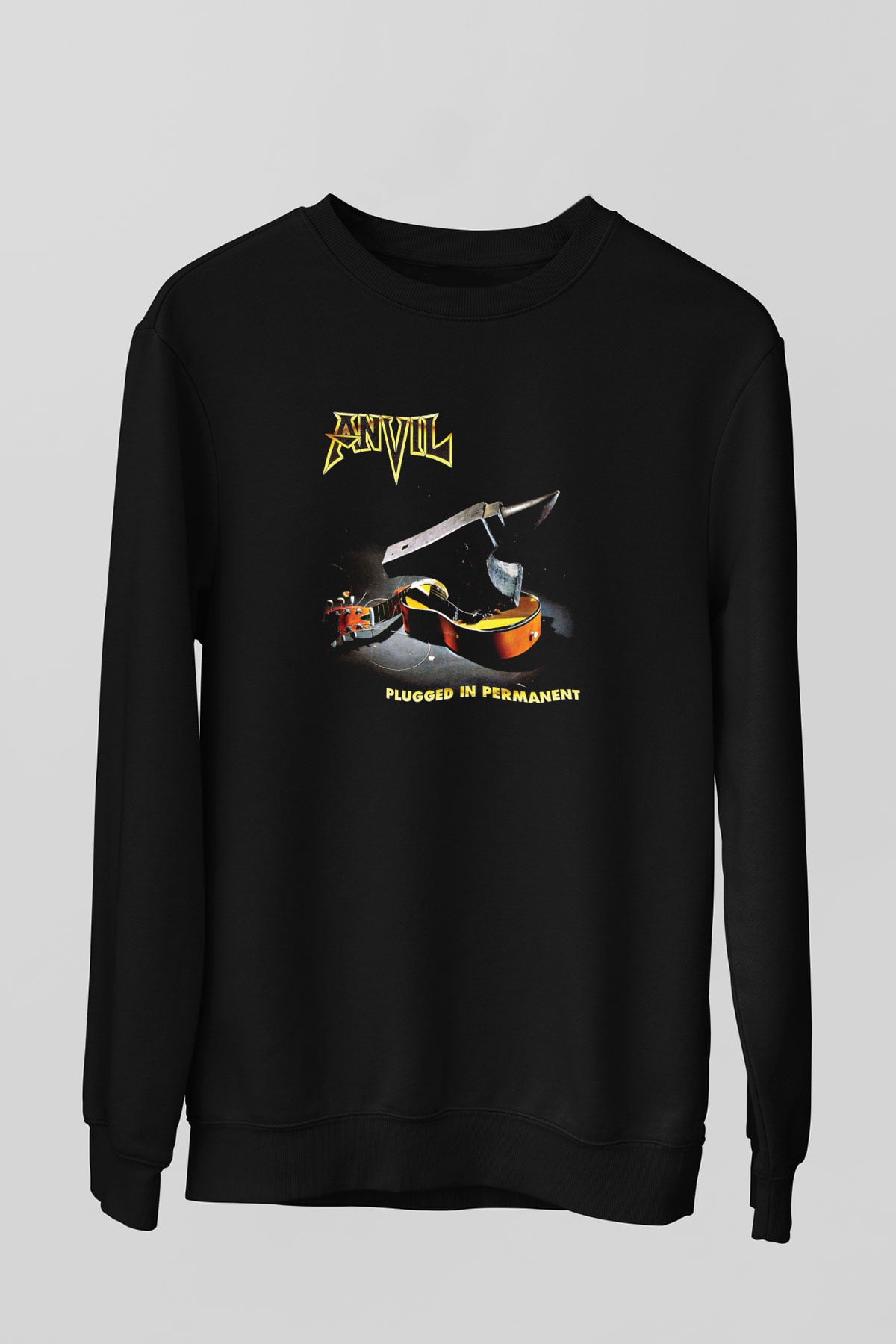 Anvil Baskılı Unisex Siyah Sweatshirt