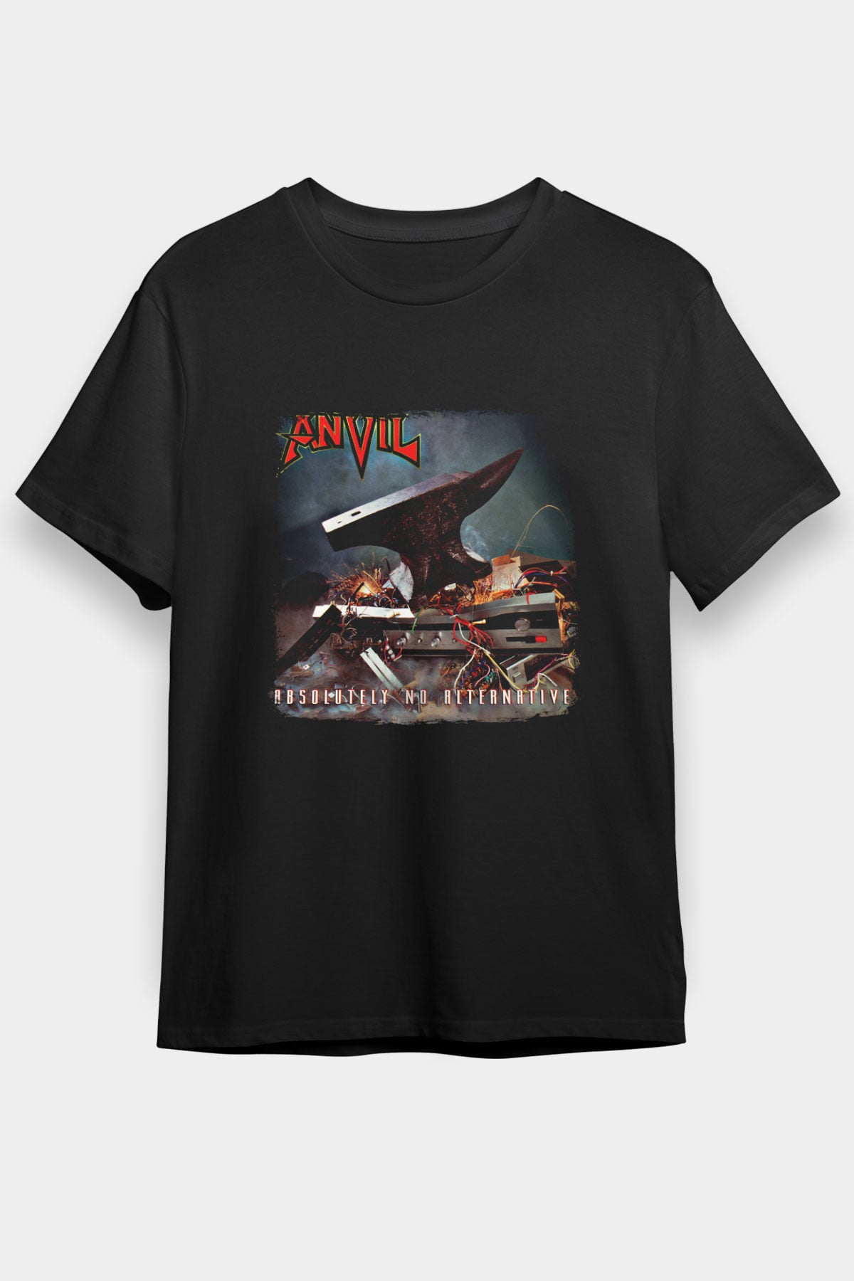 Anvil Baskılı Unisex Siyah Tişört