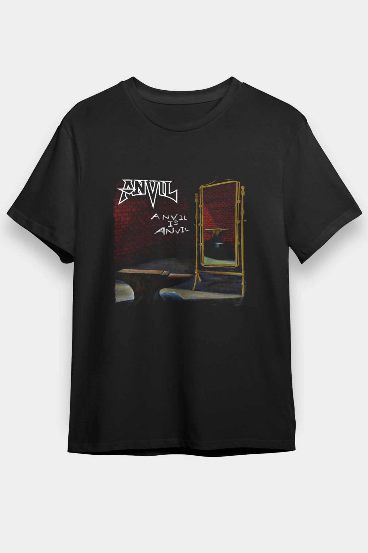 Anvil Baskılı Unisex Siyah Tişört