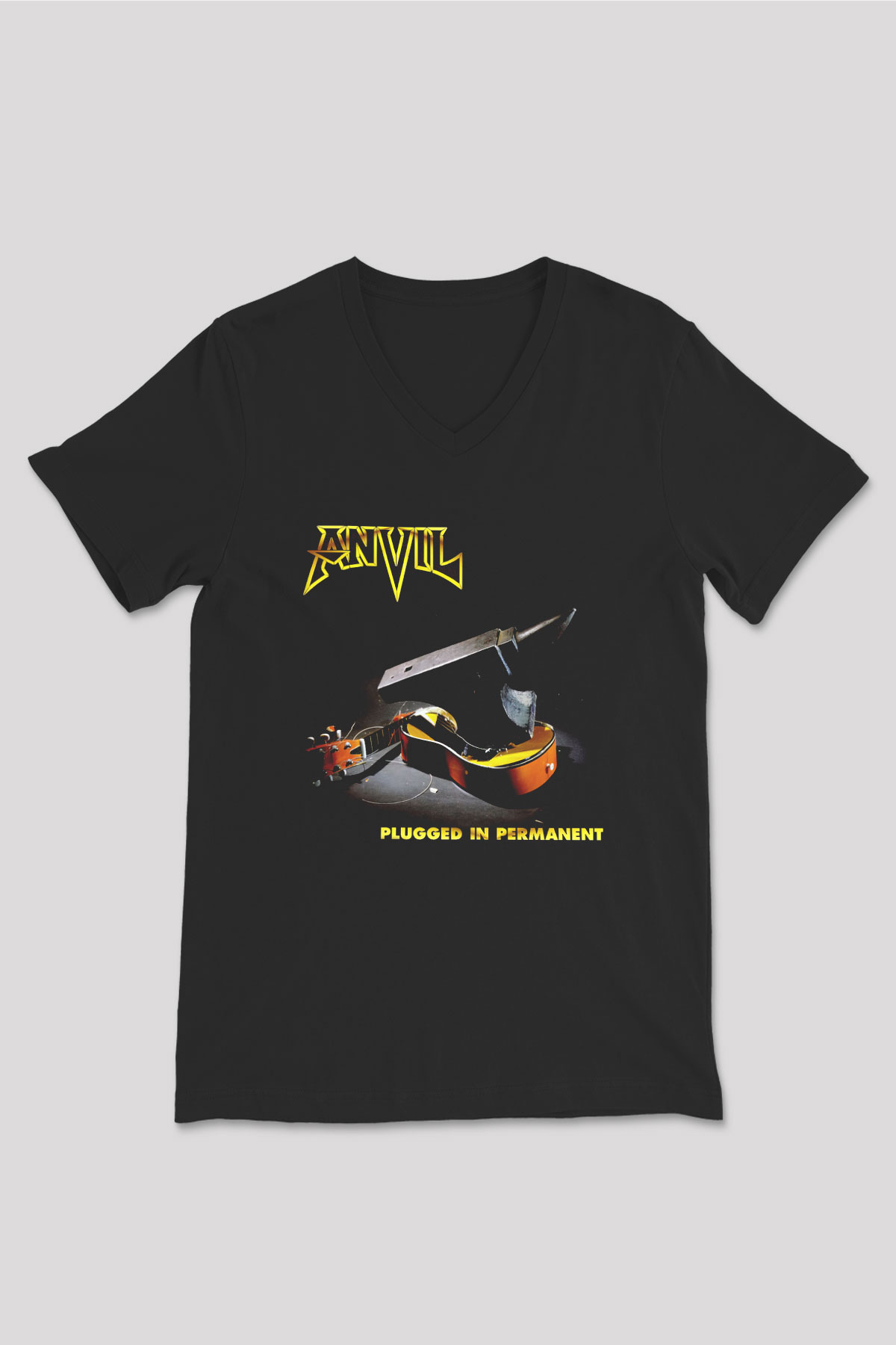 Anvil Siyah Unisex V Yaka Tişört