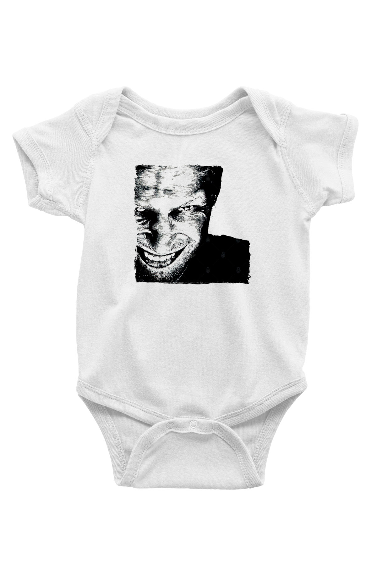 Aphex Twin Baskılı Beyaz Unisex Bebek Body - Zıbın