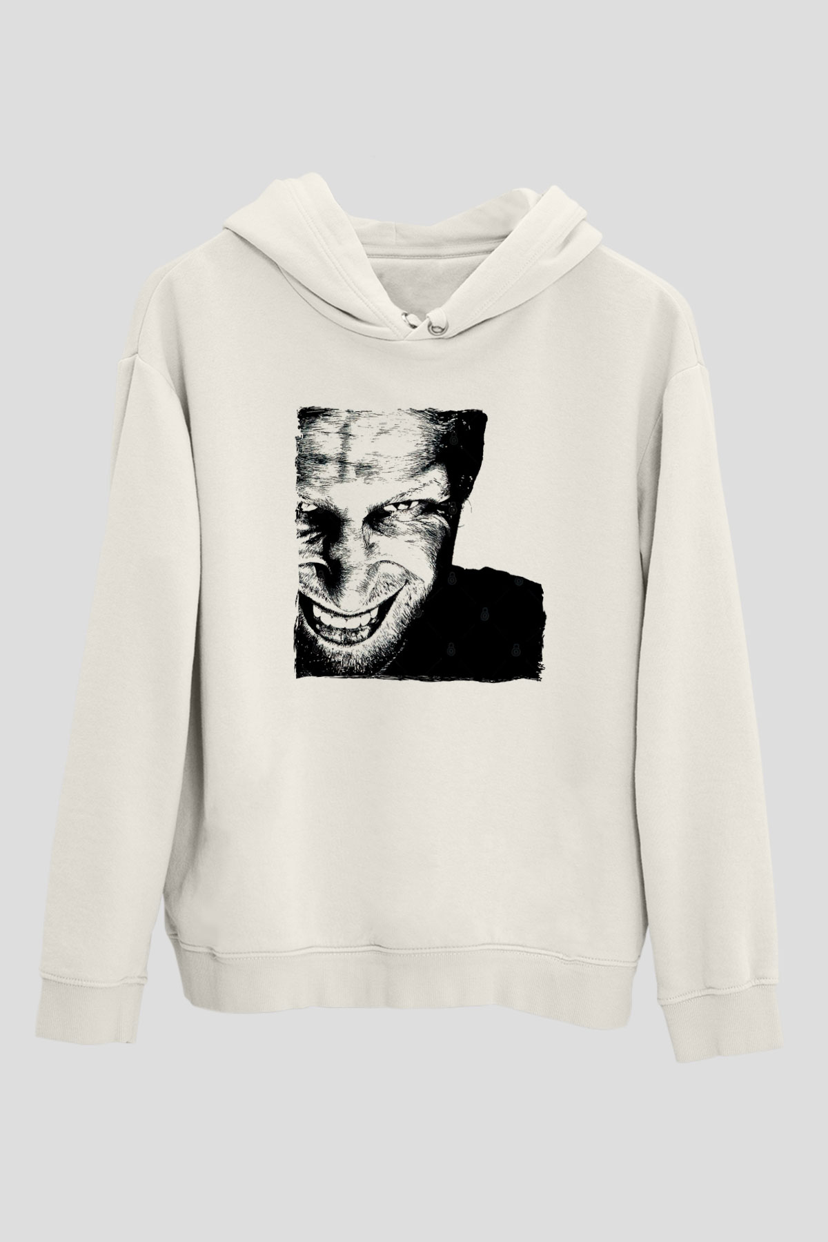 Aphex Twin Baskılı Beyaz Unisex Kapüşonlu Sweatshirt