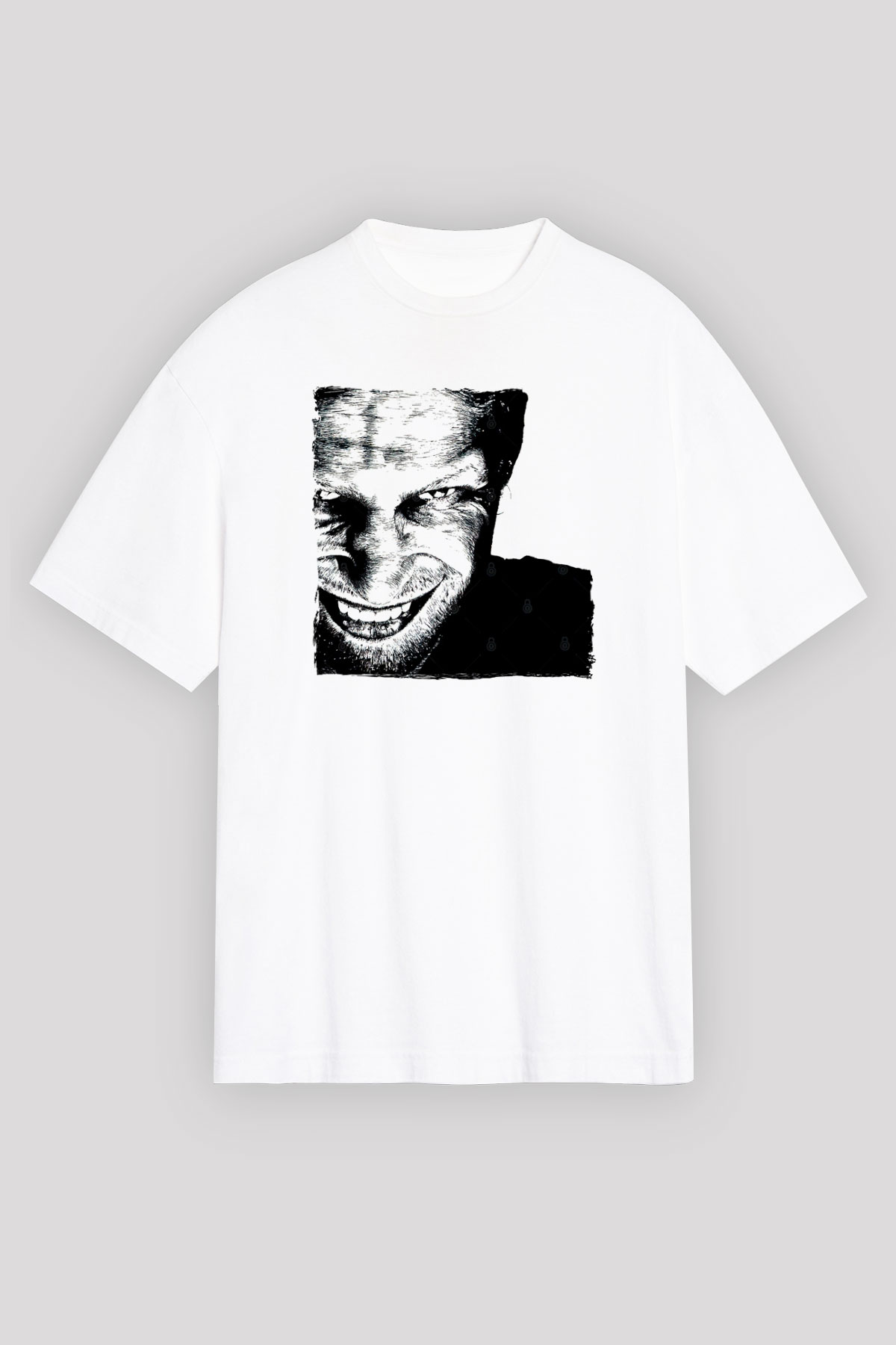 Aphex Twin Baskılı Beyaz Unisex Oversize Tişört - Tshirt
