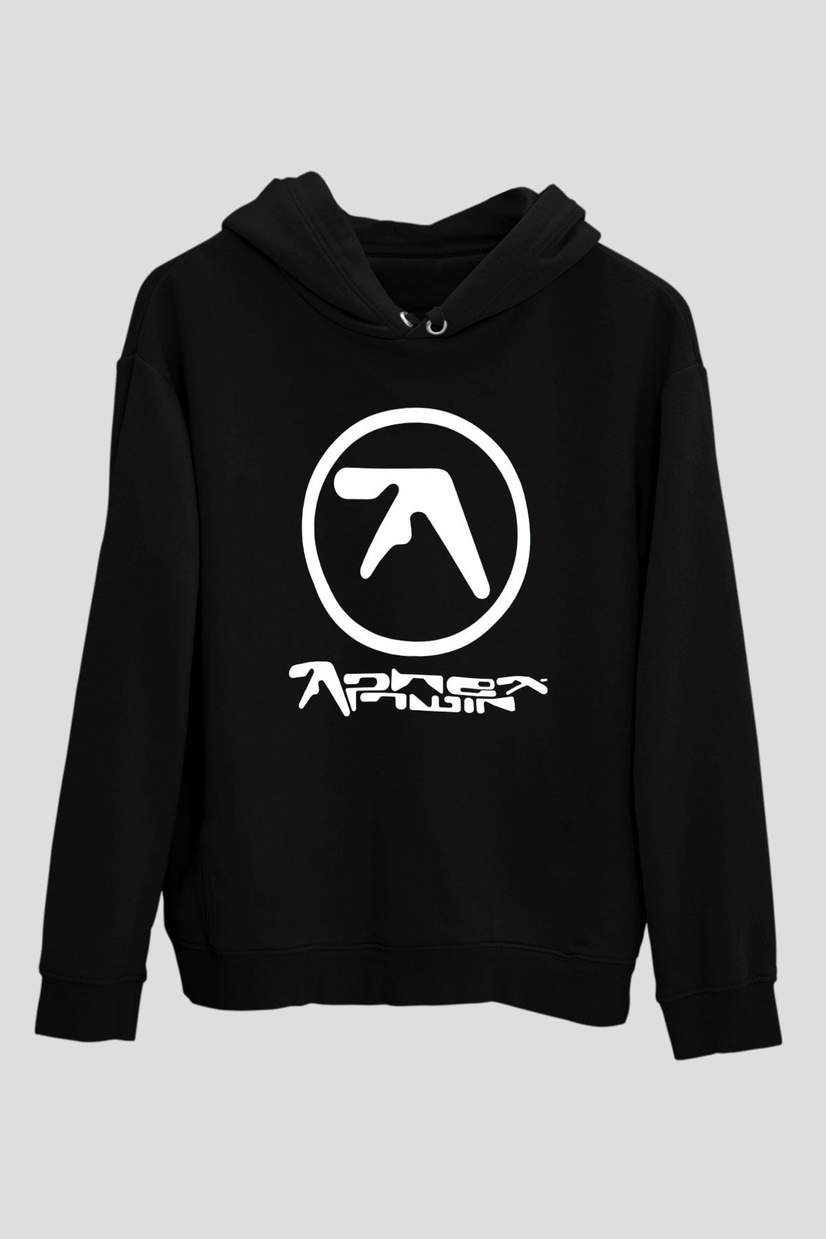 Aphex Twin Baskılı Unisex Siyah Kapüşonlu Sweatshirt