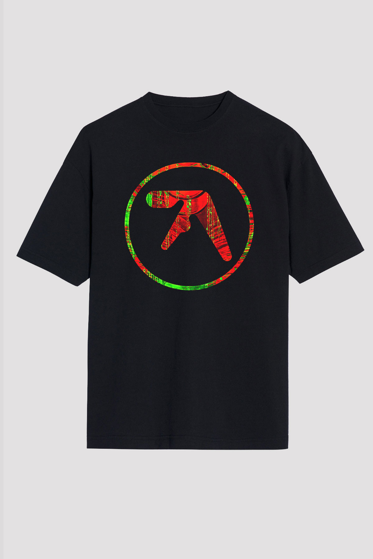 Aphex Twin Baskılı Unisex Siyah Oversize Tişört - Tshirt