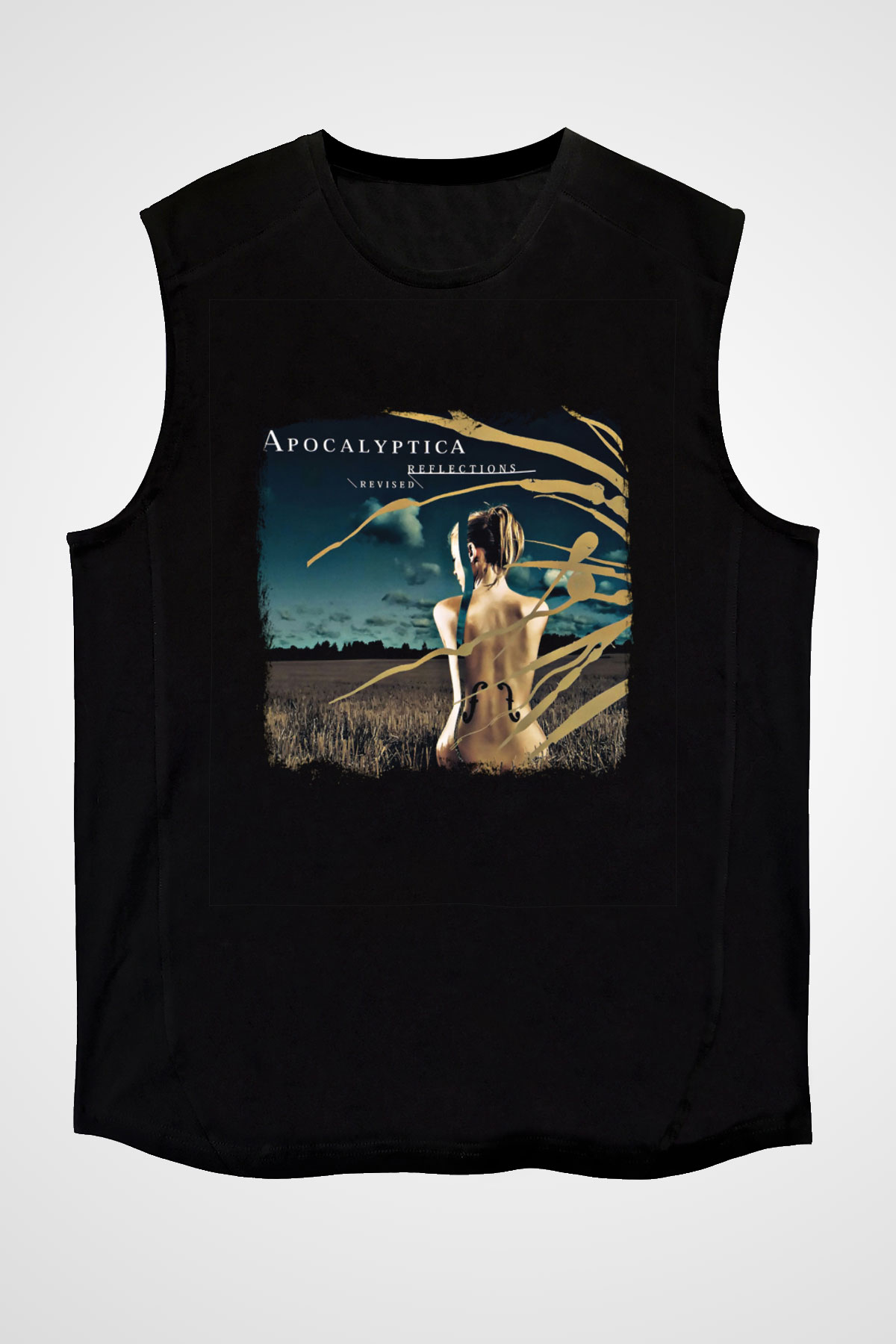 Apocalyptica Baskılı Unisex Siyah Kolsuz Tişört