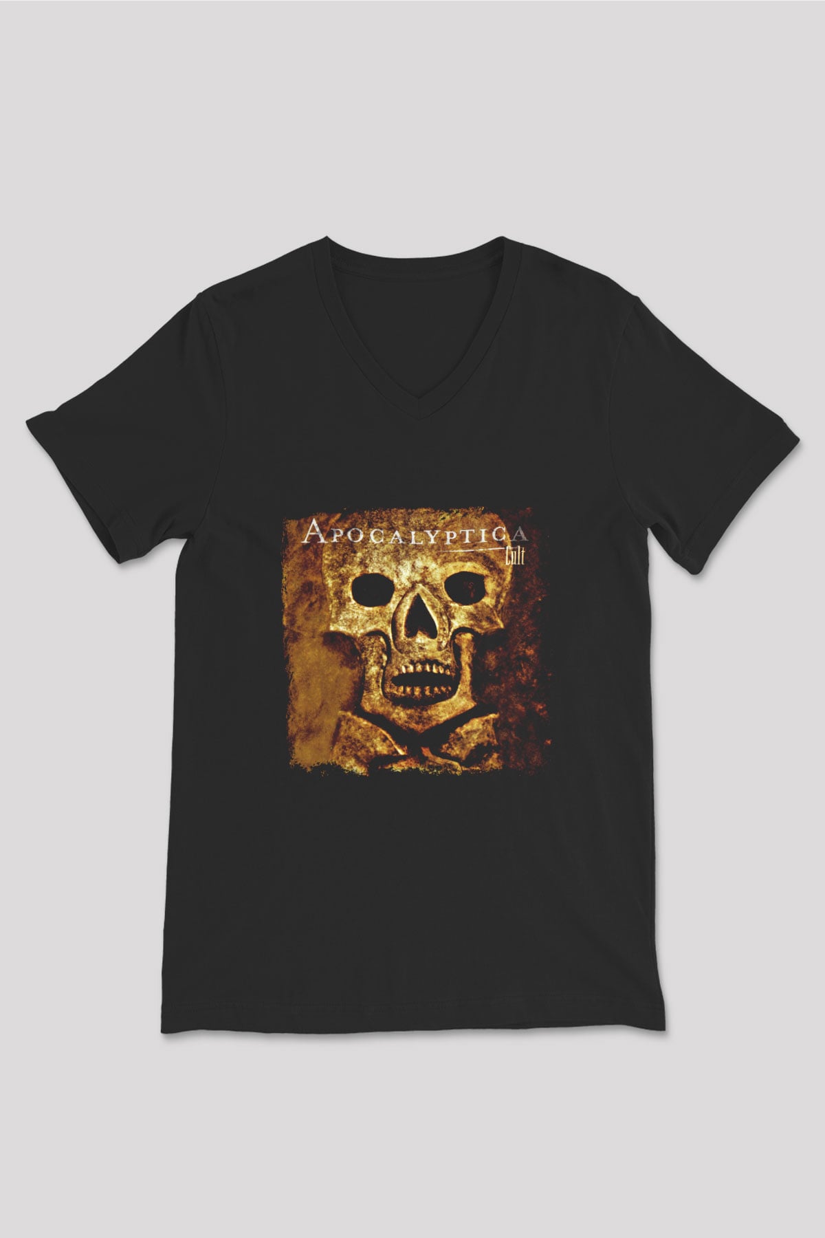 Apocalyptica Baskılı Unisex Siyah V Yaka Tişört