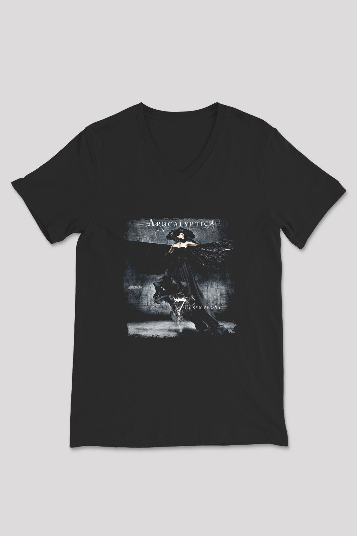 Apocalyptica Baskılı Unisex Siyah V Yaka Tişört